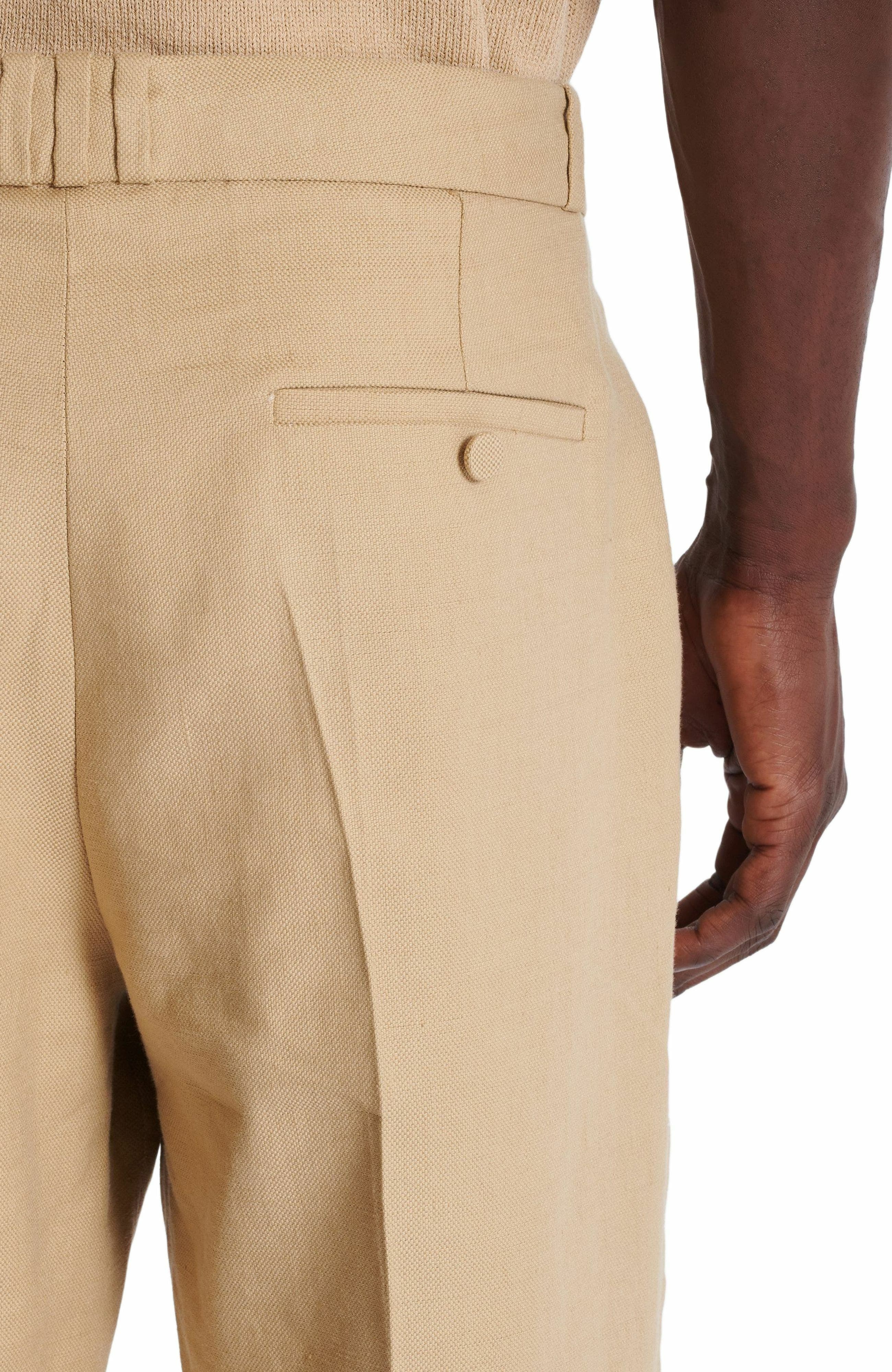 Balmain Straight-leg tailored canvas trousers in Beige at Nordstrom - 5