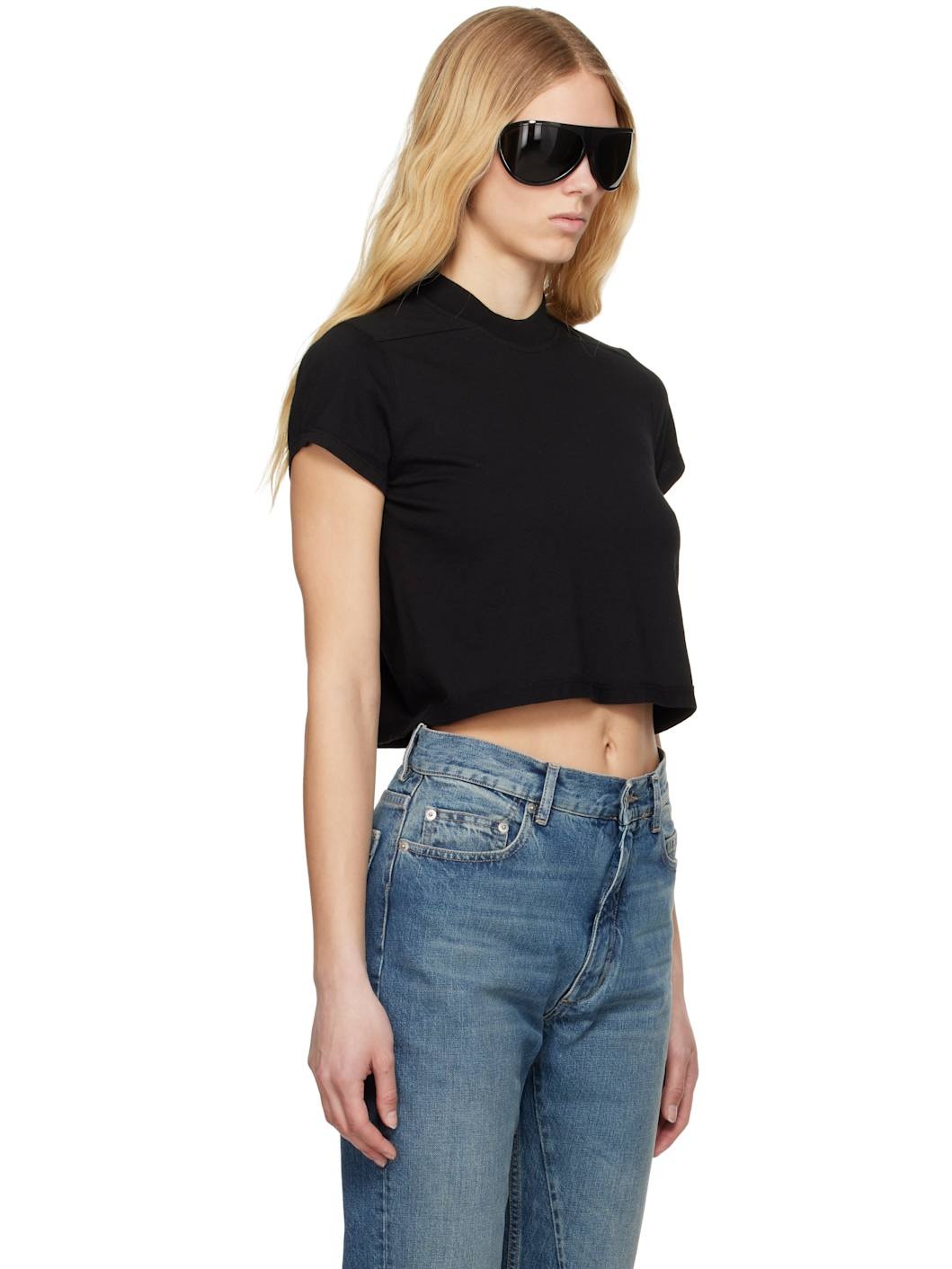 Black Hollywood Cropped Small Level T-shirt - 2