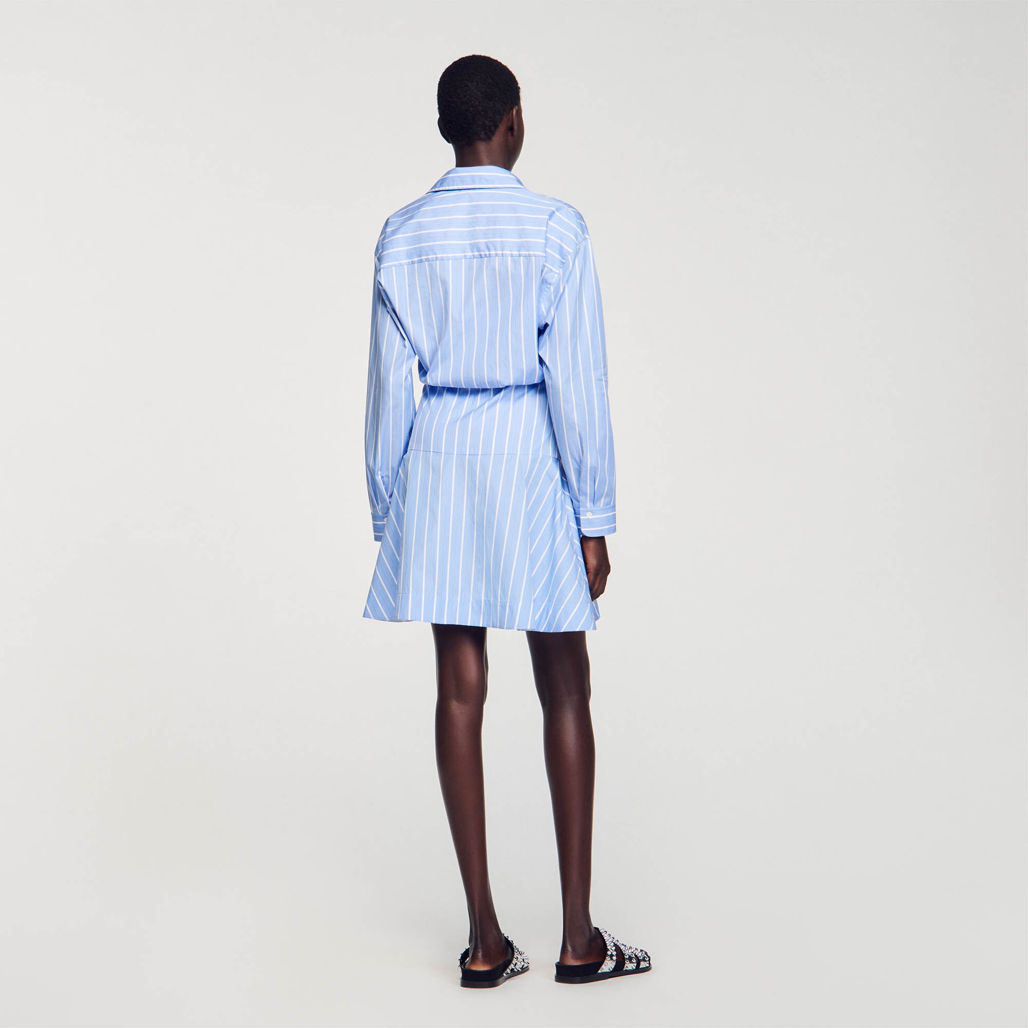 STRIPED TIE-FRONT SHIRT DRESS - 6