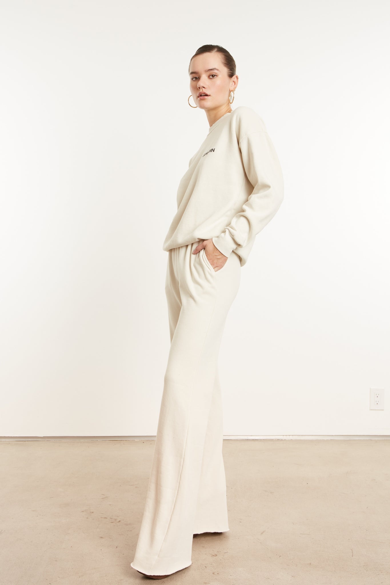 VINTAGE WHITE FLEECE STRAIGHT LEG SWEATPANTS - 4