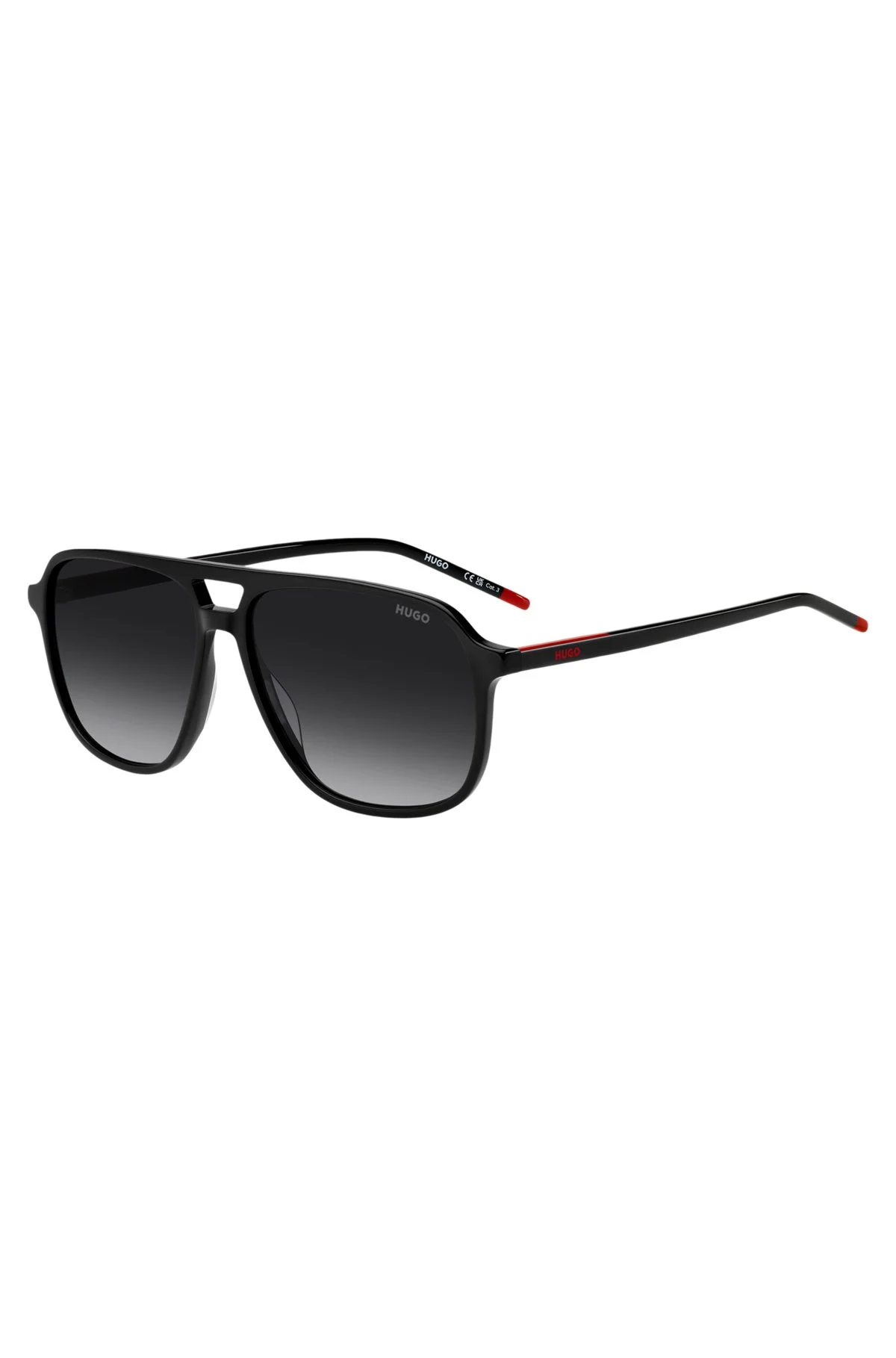 BLACK ACETATE SUNGLASSES WITH DOUBLE BRIDGE - 1