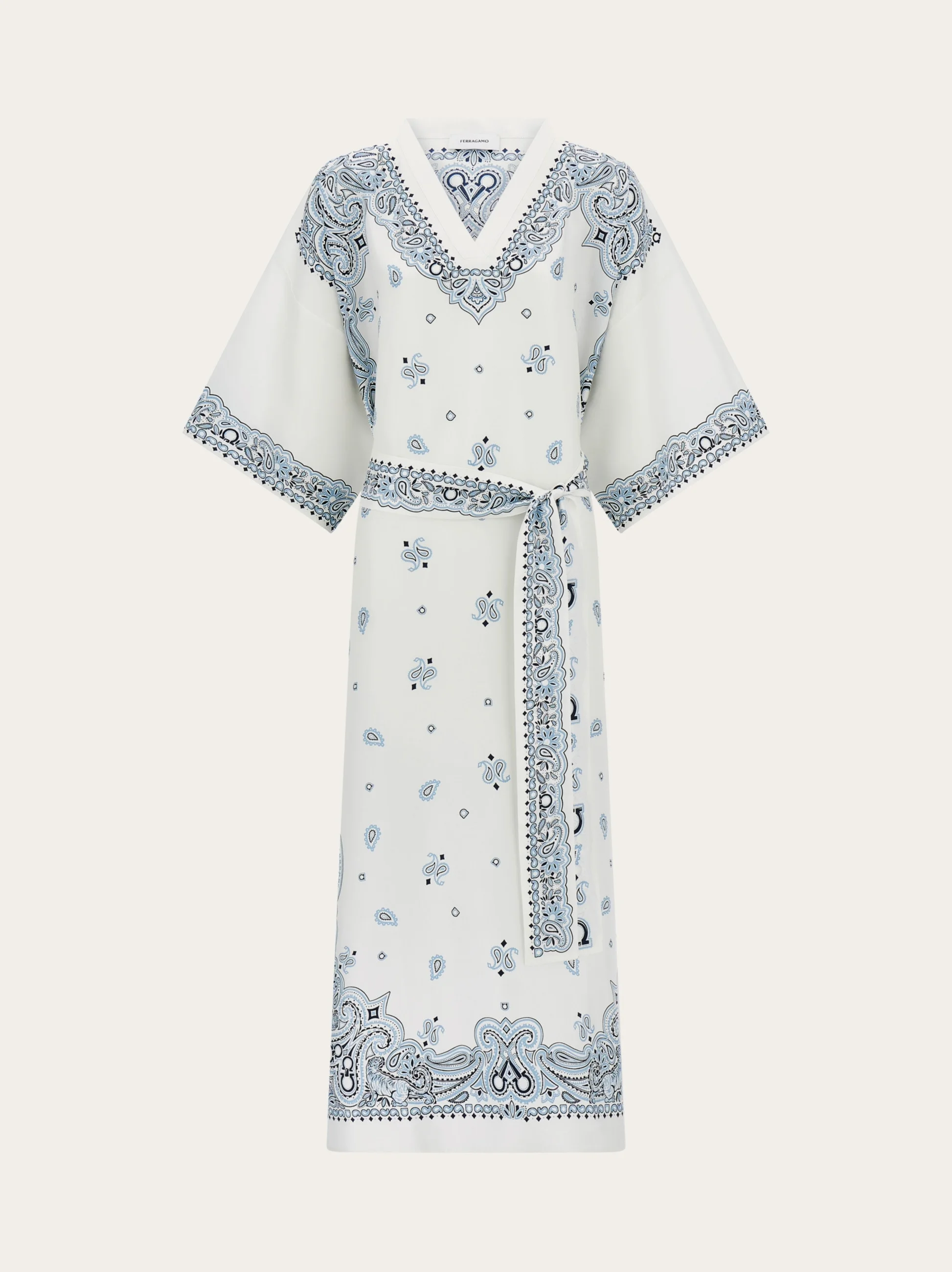 Arabesque print silk caftan - 1