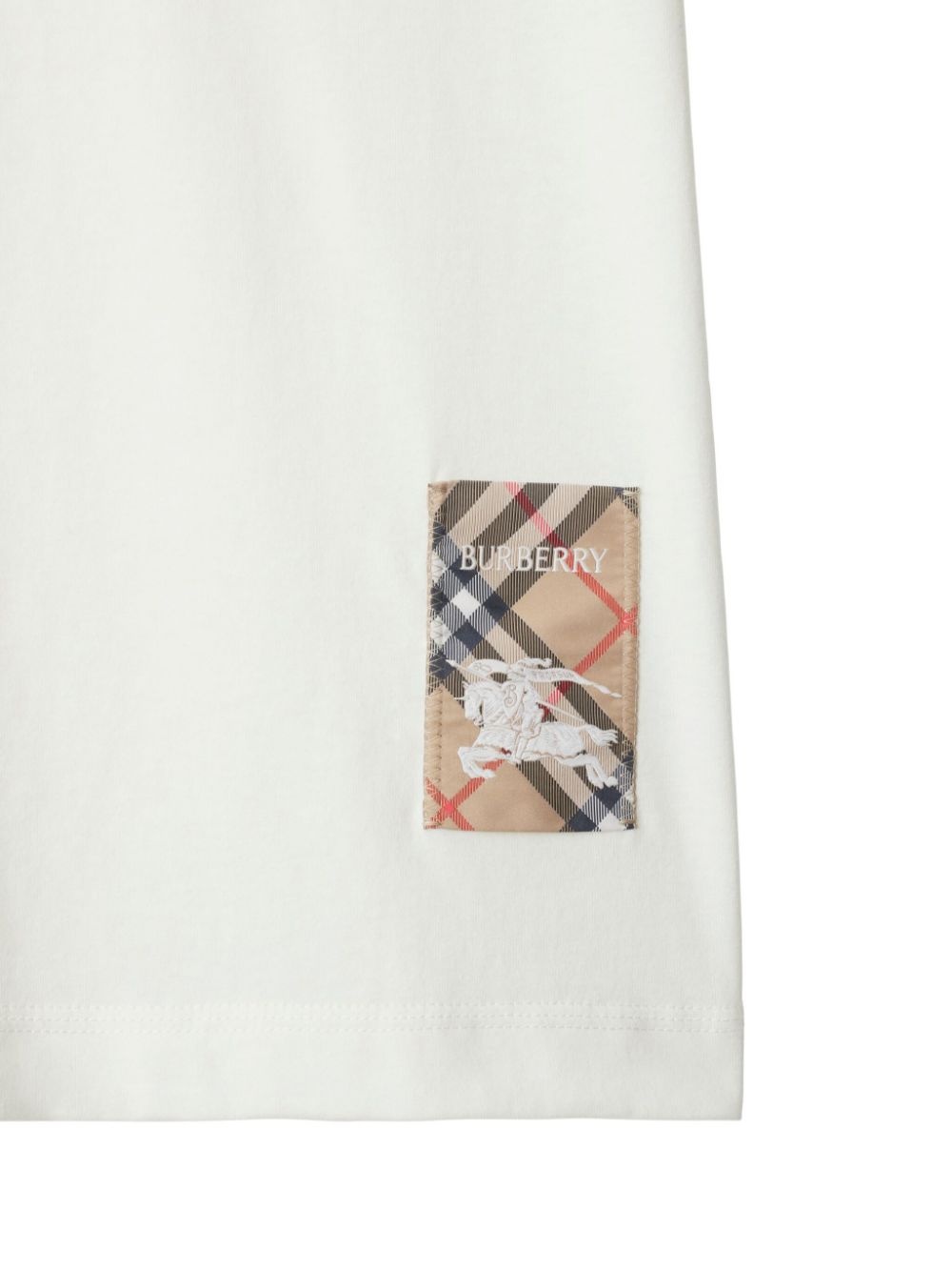 check-patch cotton T-shirt - 5
