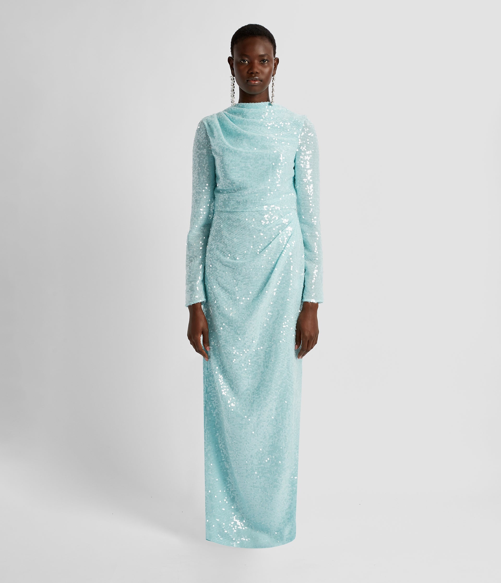 LONG SLEEVE SEQUIN GOWN - 2