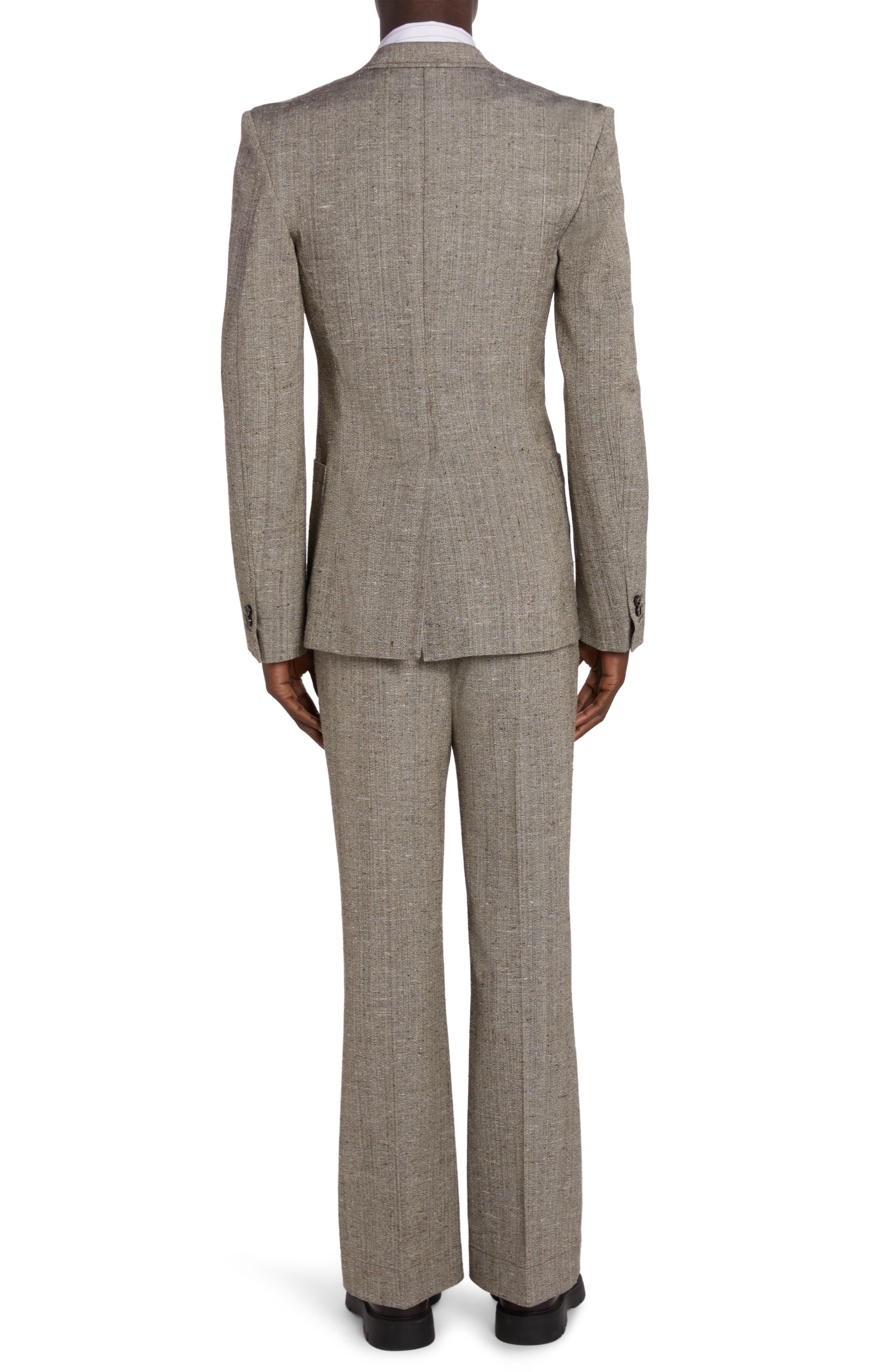 Bottega Veneta Knotted Melange One-Button Suit Jacket in 2515 Brown/White/Blue at Nordstrom - 2