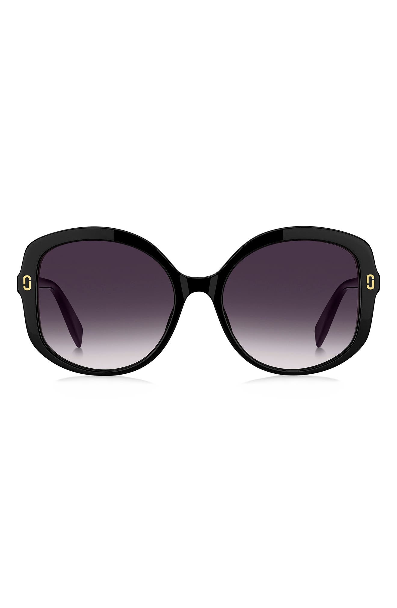 Marc Jacobs 56mm Gradient Round Sunglasses in Black/Grey at Nordstrom - 1