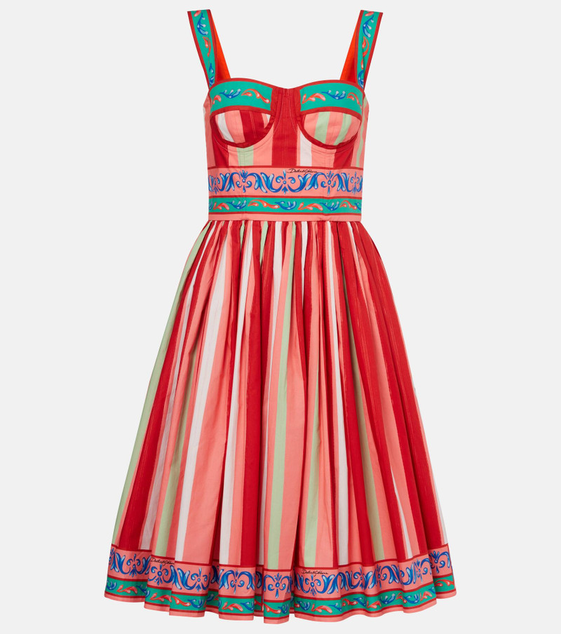 Striped gathered cotton bustier dress 1