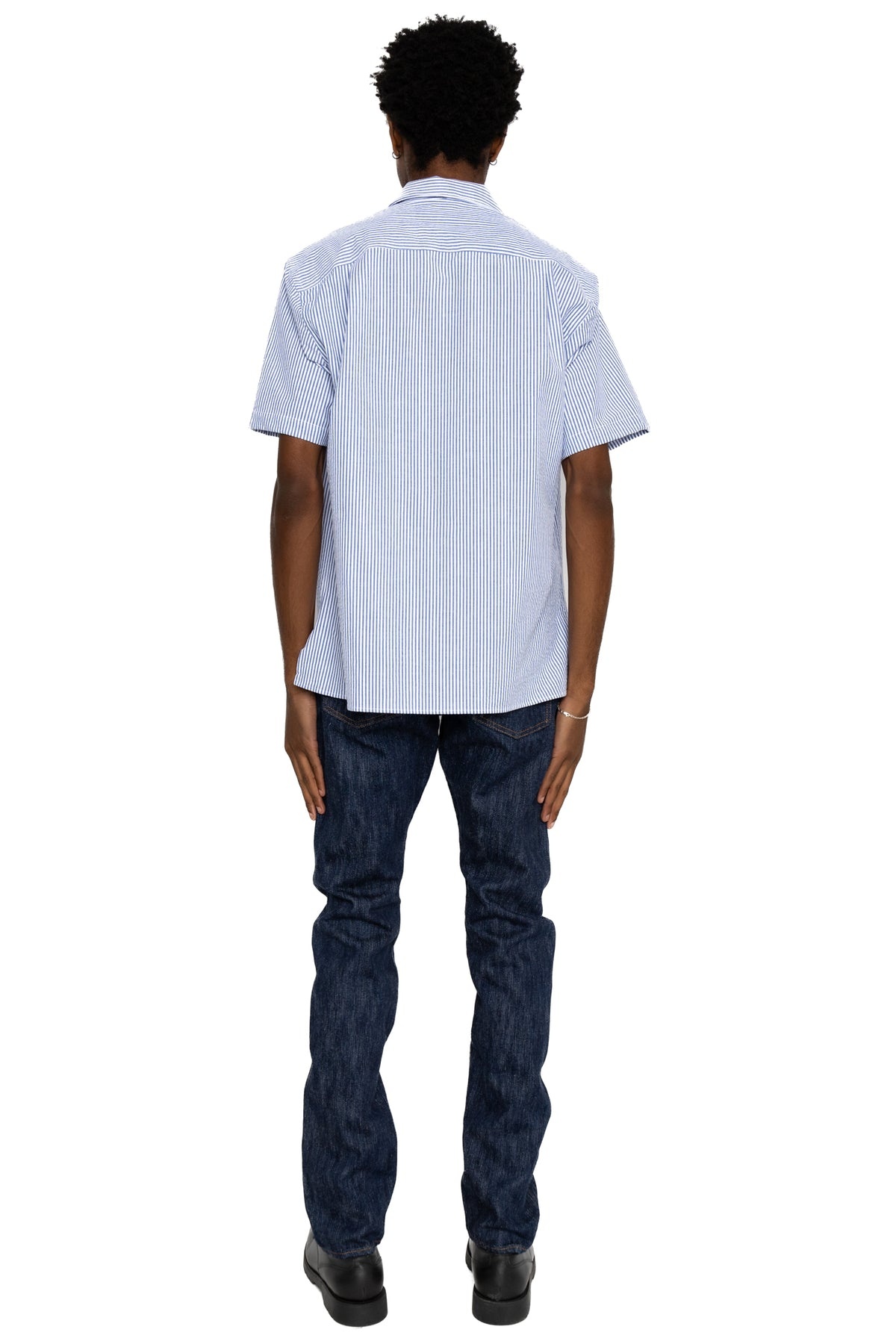 KS-15oz-019 Kasuri Denim Relax Tapered Jeans Blue In Green Version - 5