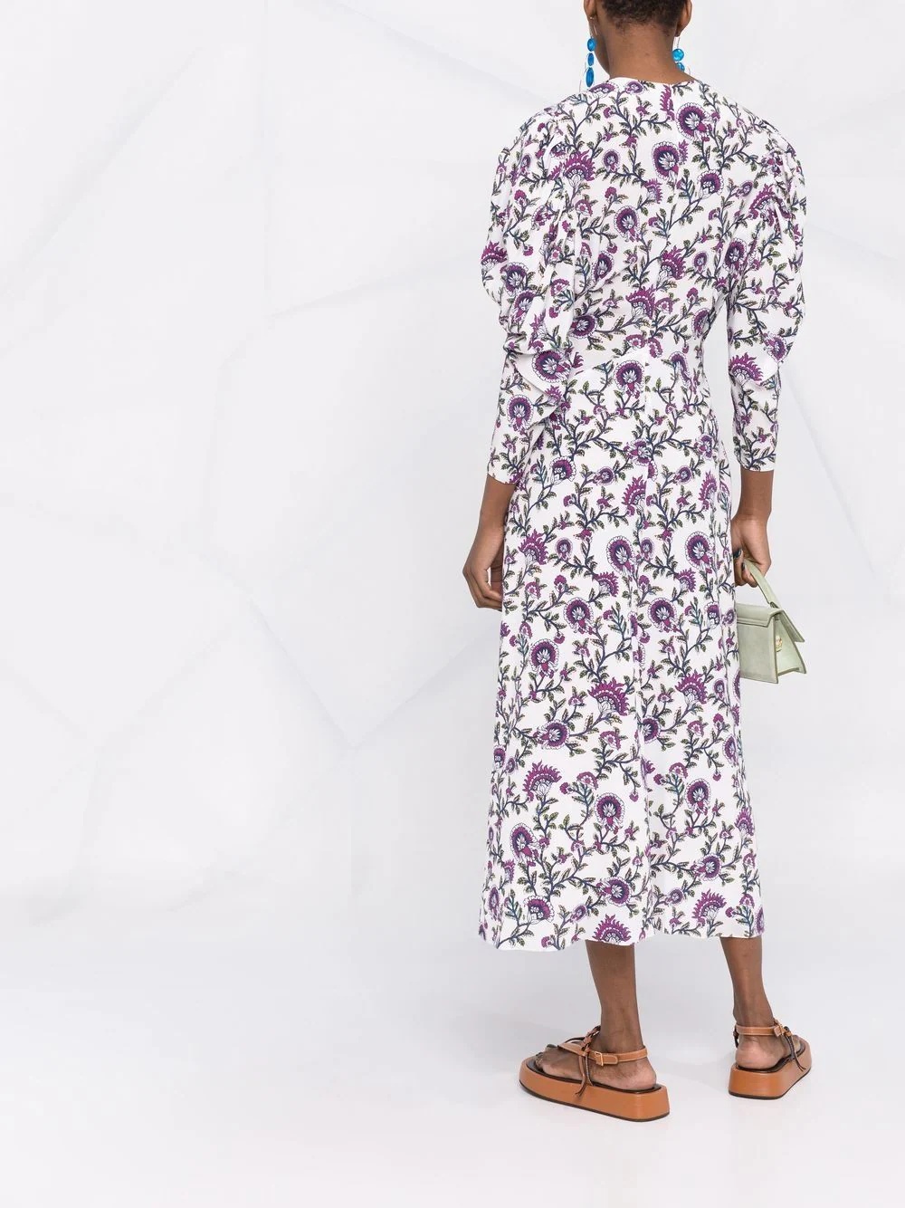 floral-print silk midi dress - 4