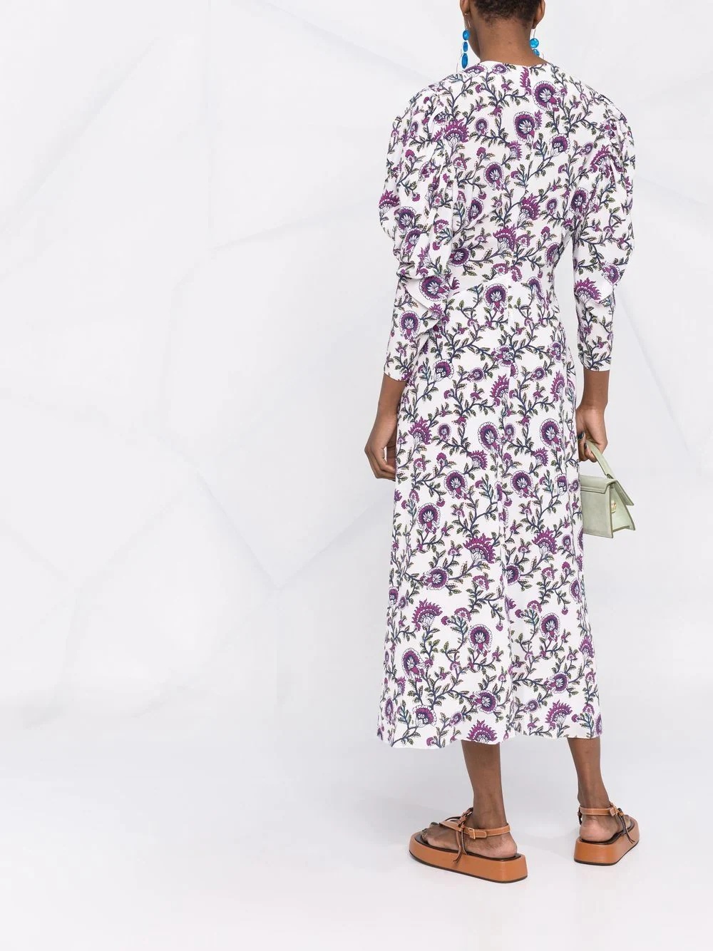 floral-print silk midi dress - 4