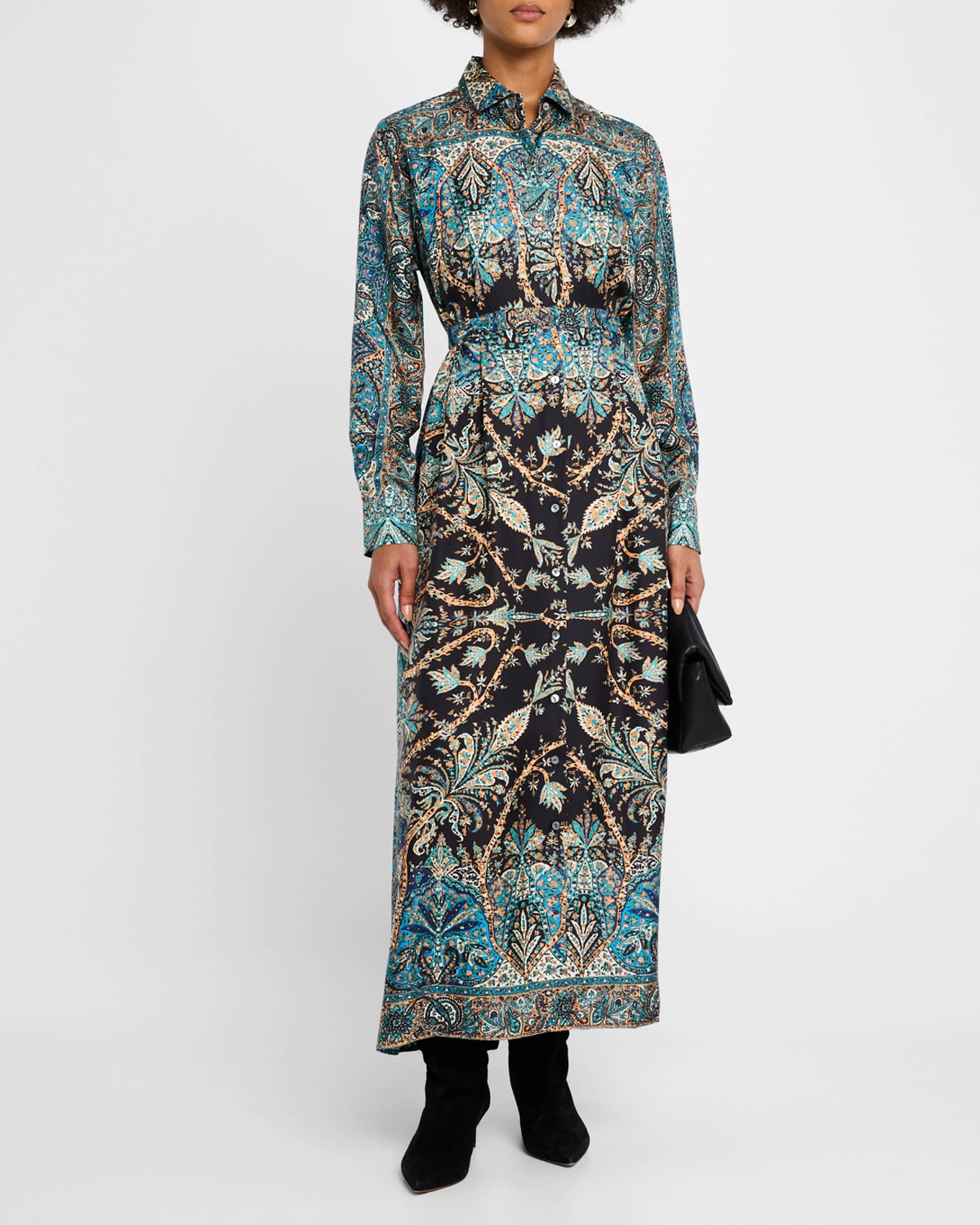 Lorena Printed Long-Sleeve Shirtdress - 2