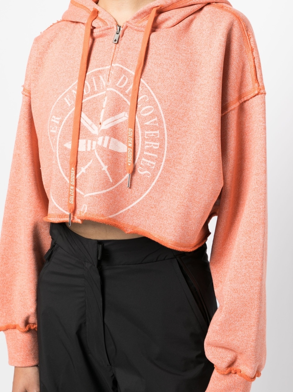 cropped graphic-print hoodie - 5