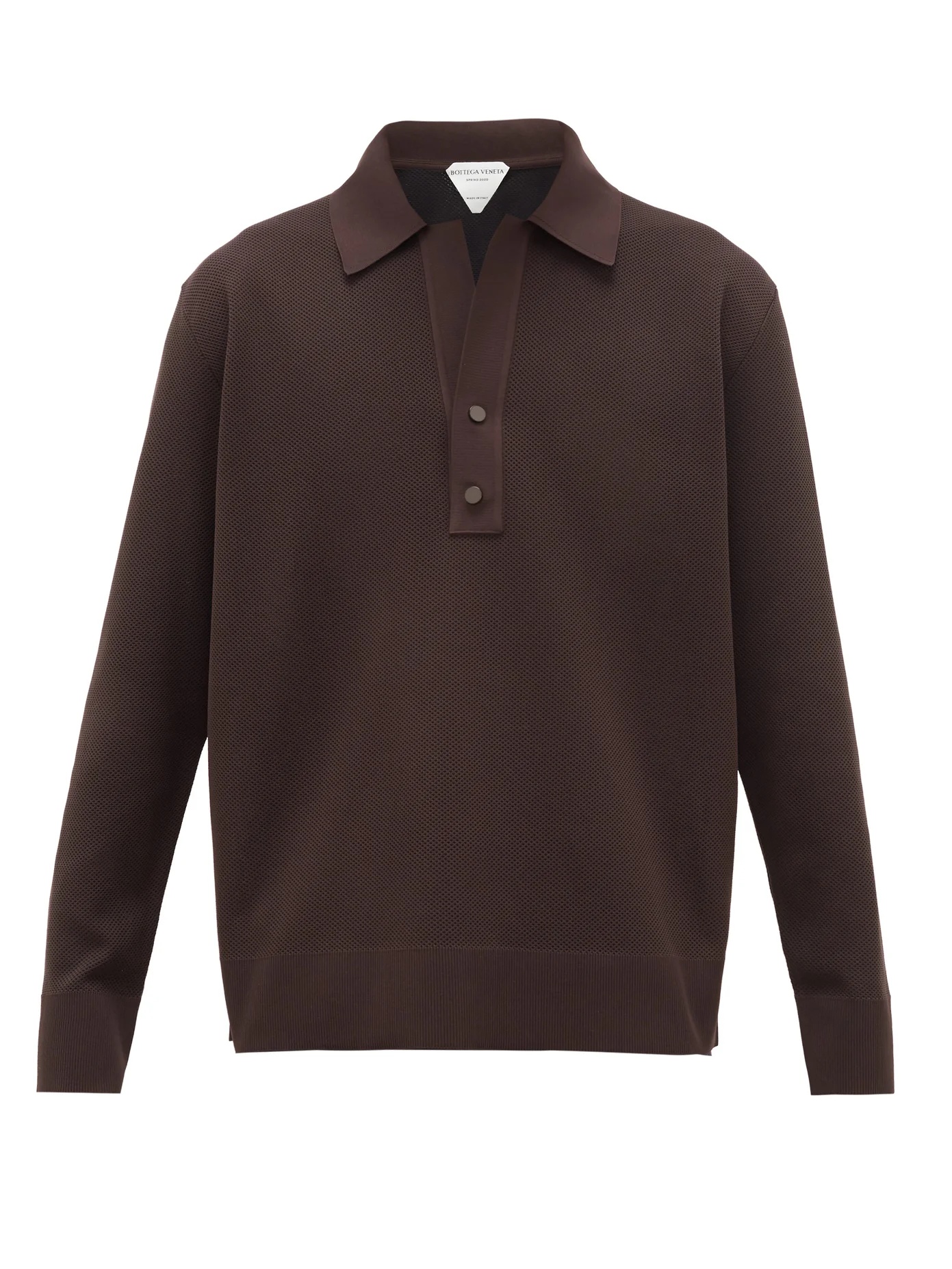 Notched-neck piqué polo shirt - 1