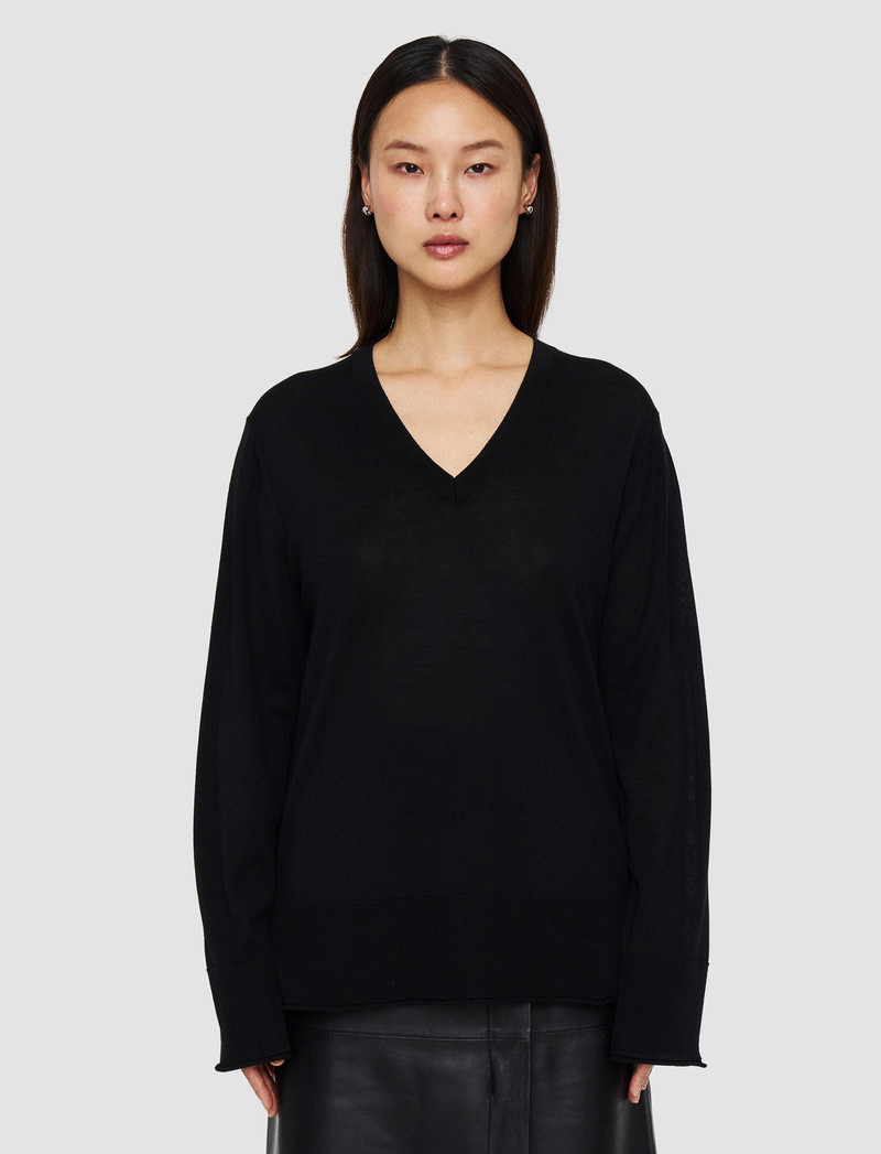 Super Fine Merino Silk V Neck Jumper 3