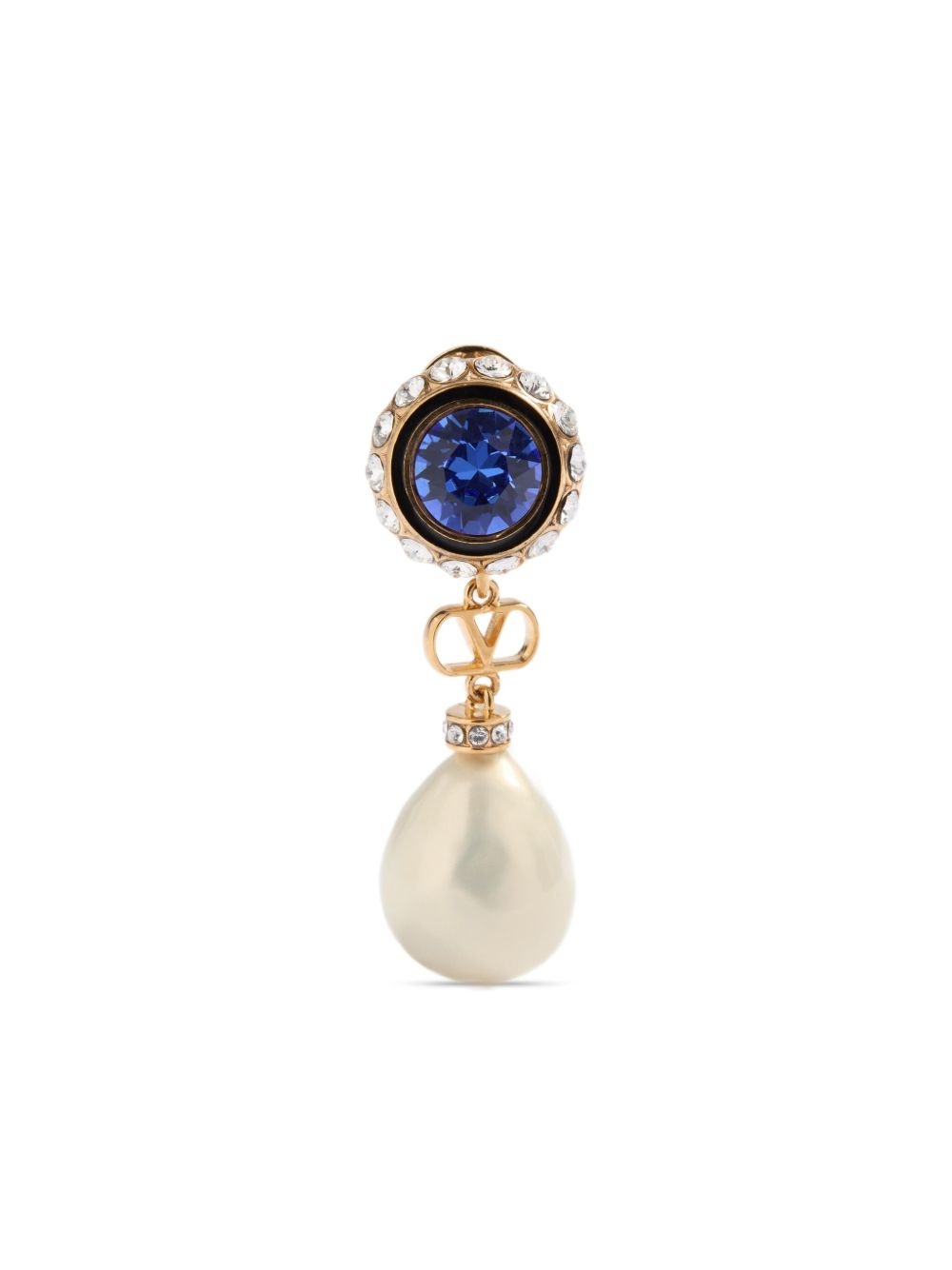 VLOGO SIGNATURE EARRINGS IN METAL, ENAMEL, PEARLS AND CRYSTALS - 4
