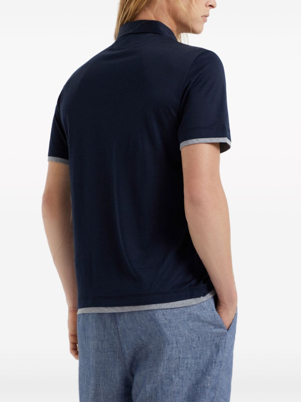 layered-effect polo shirt - 4