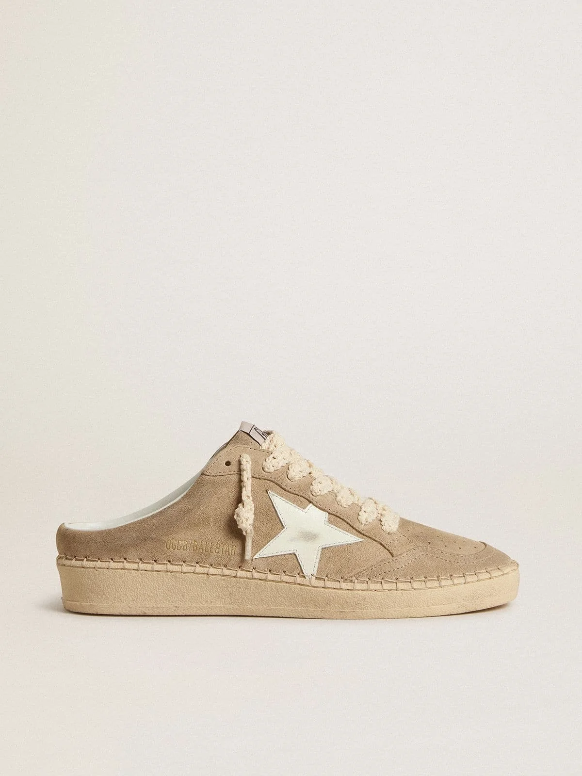 Women's Ball Star Sabot in beige suede with white leather star - 1