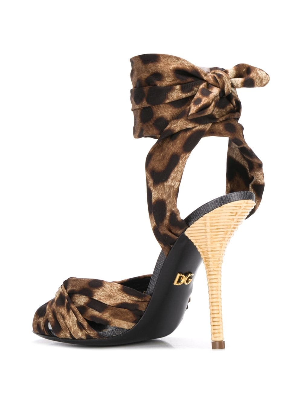 leopard print tie fastening sandals - 3