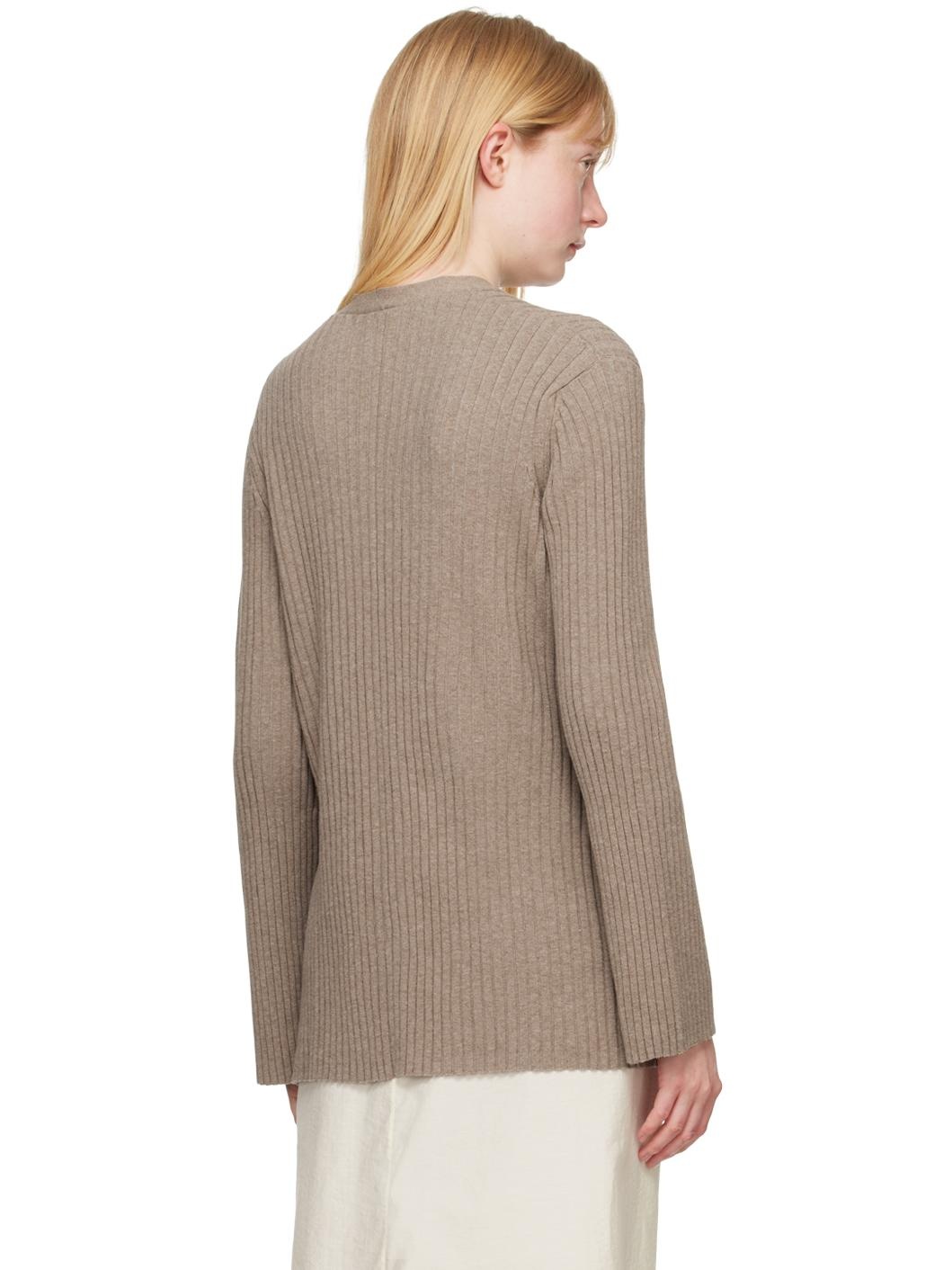 Beige Column Cardigan - 3