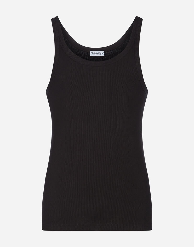 Tank top in ribbed cotton - 1