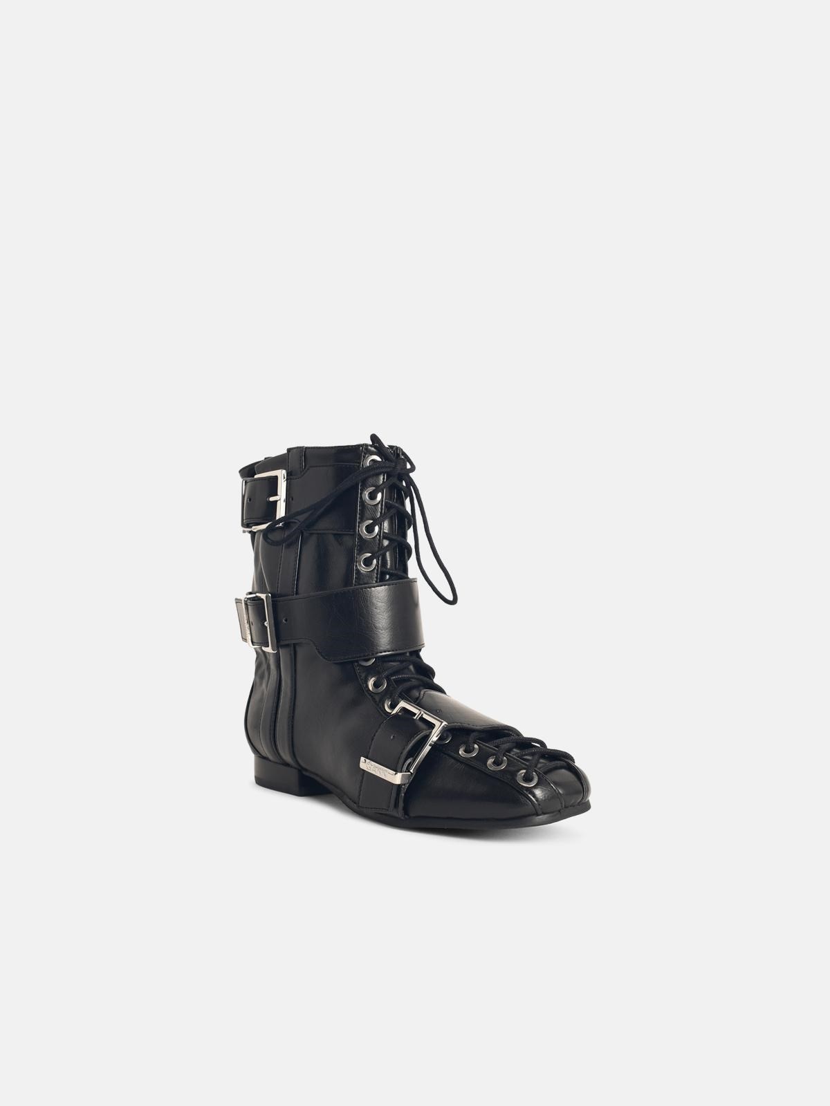BLACK SYNTHETIC BOOTS - 2