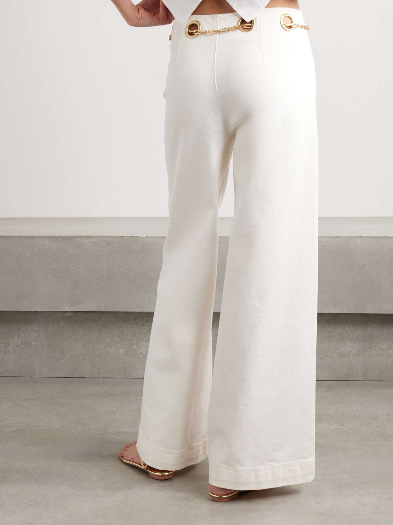 Sydney belted embellished low-rise wide-leg jeans Off-white - 4