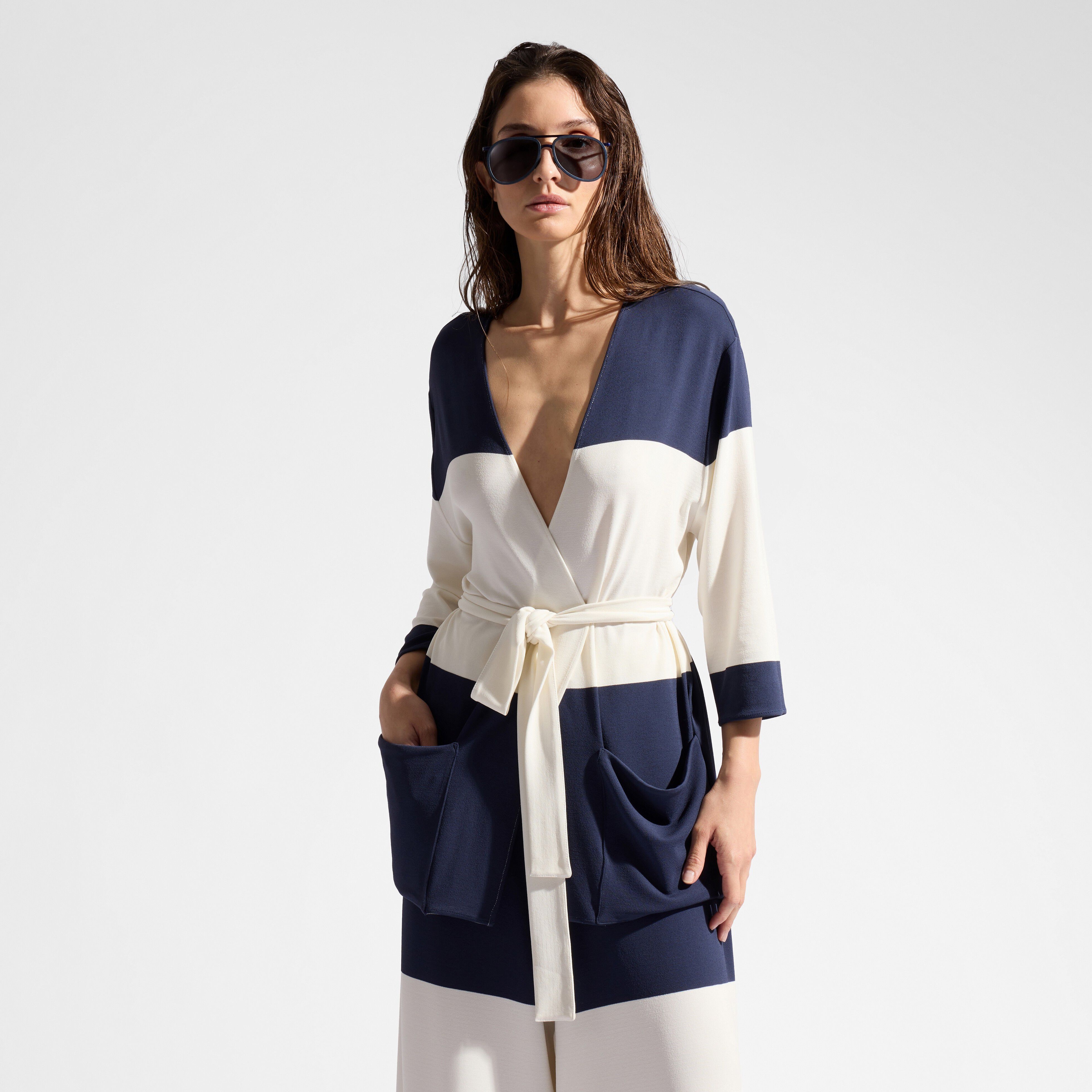 Women Viscose Jersey Striped Beachjama Top - 4