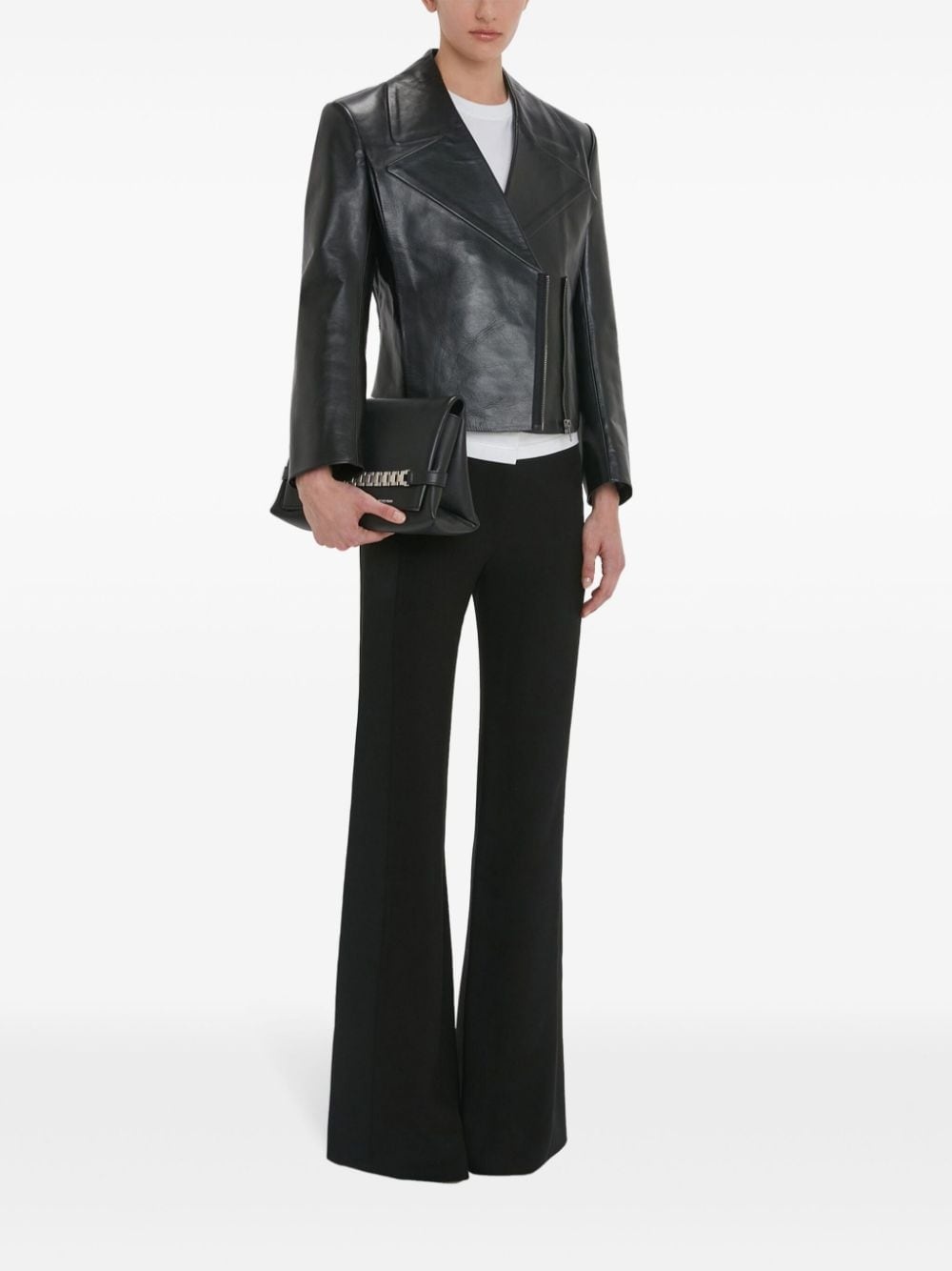 tailored leather biker jacket - 2