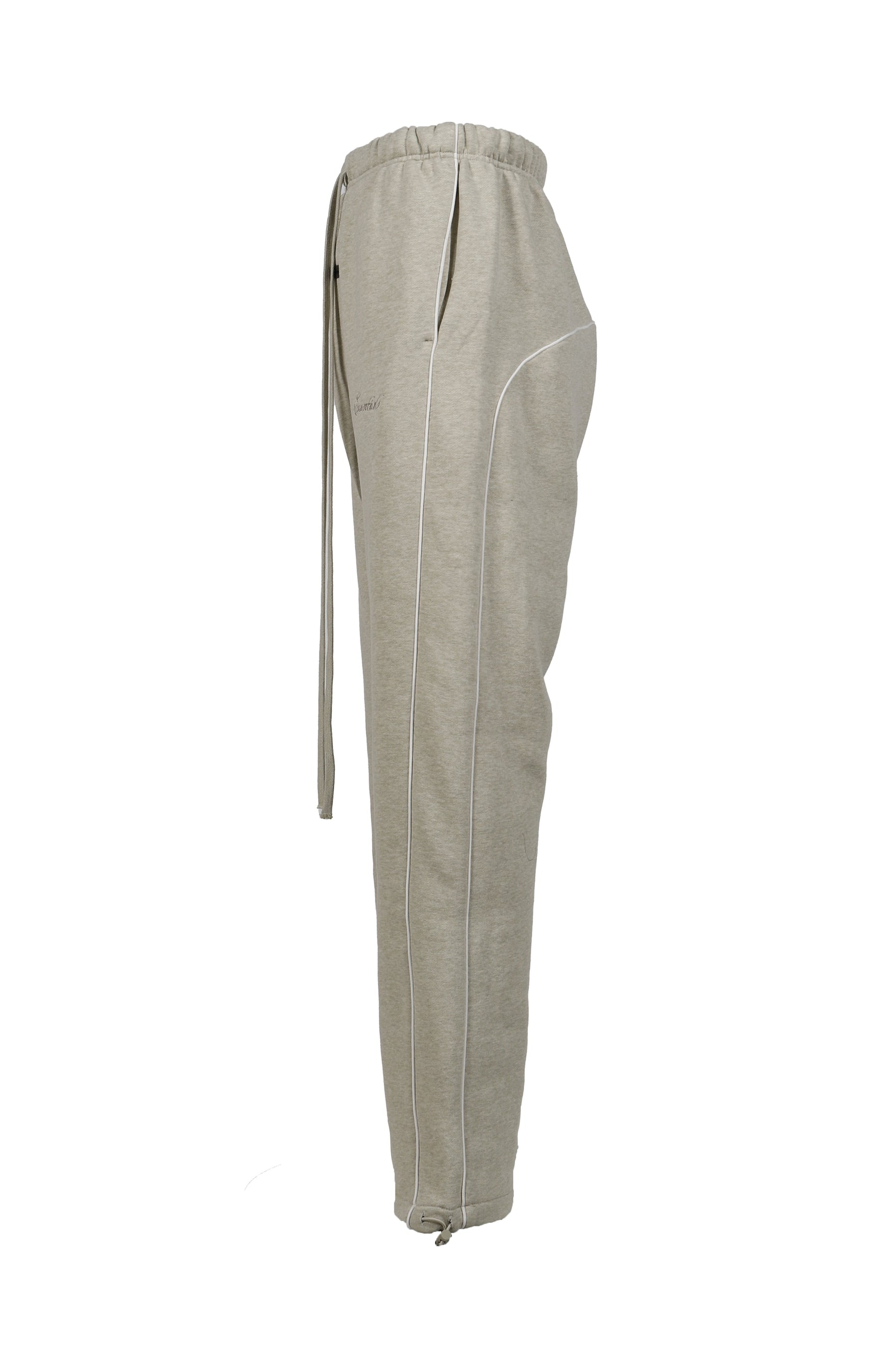RELAXED FLEECE SWEATPANT WITH PIPING / HEATHER STONE/CLOUD WHT - 3