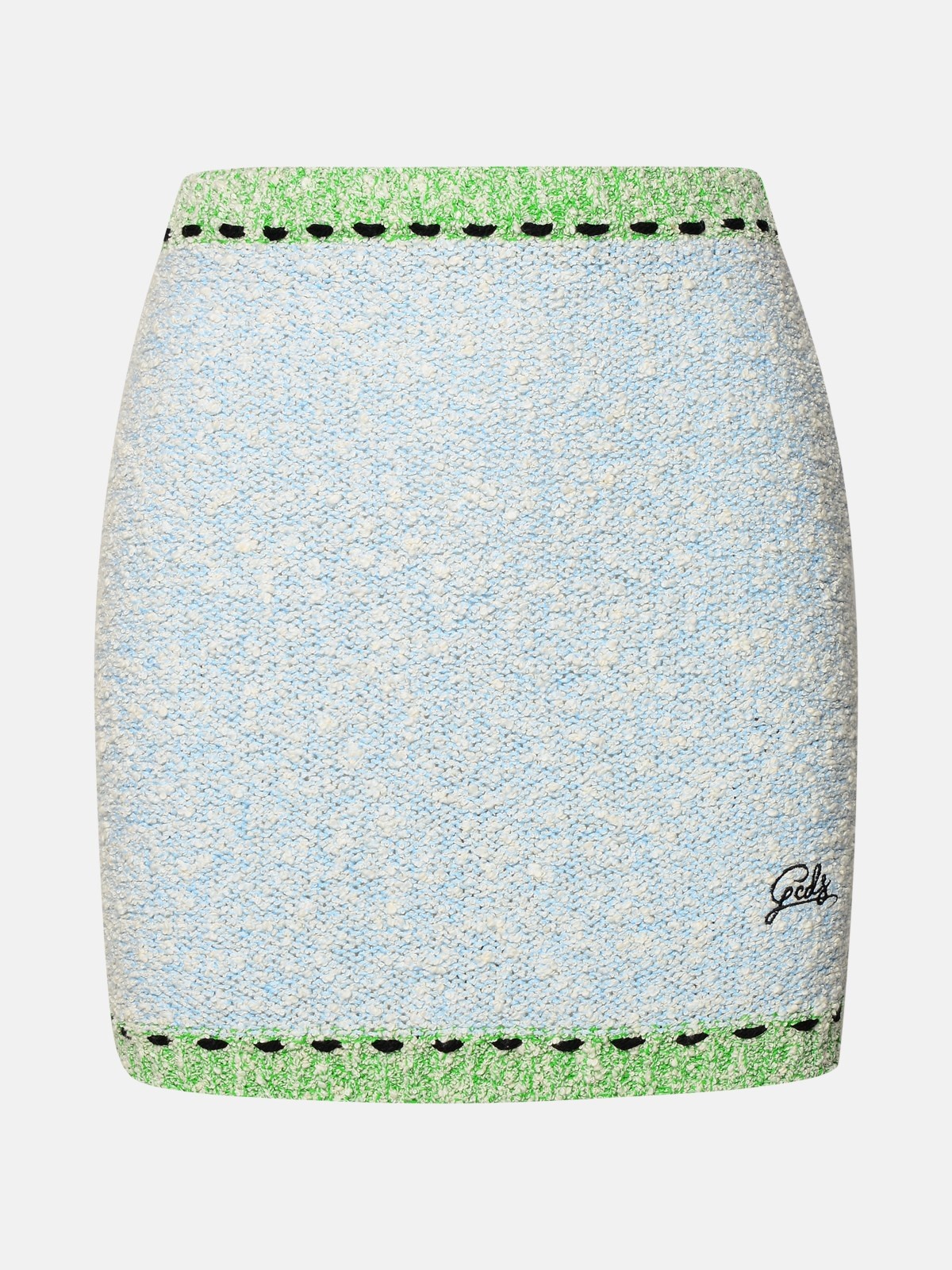 LIGHT BLUE COTTON BLEND MINISKIRT - 1