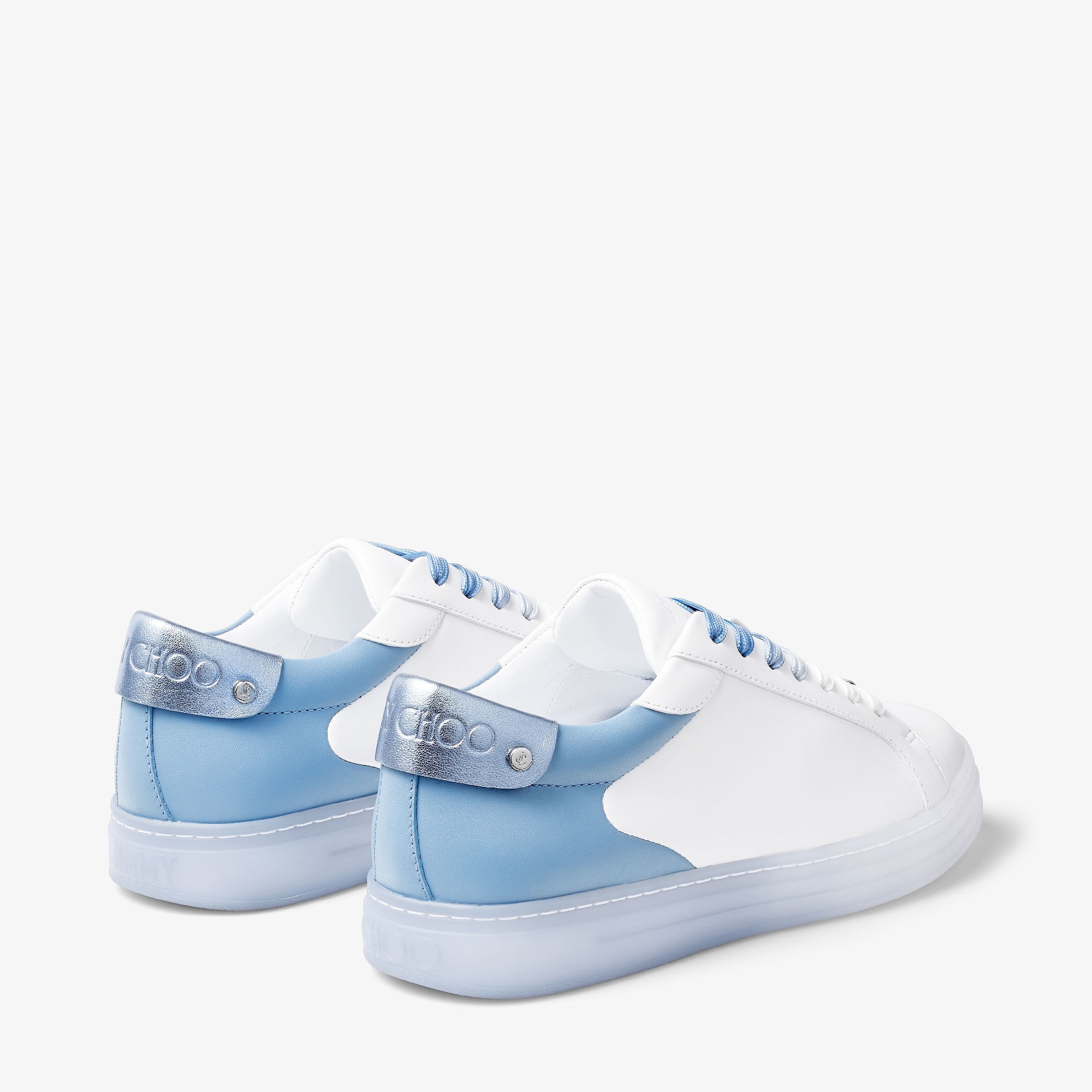 Rome/F
White and Smoky Blue Leather Low-Top Trainers - 7