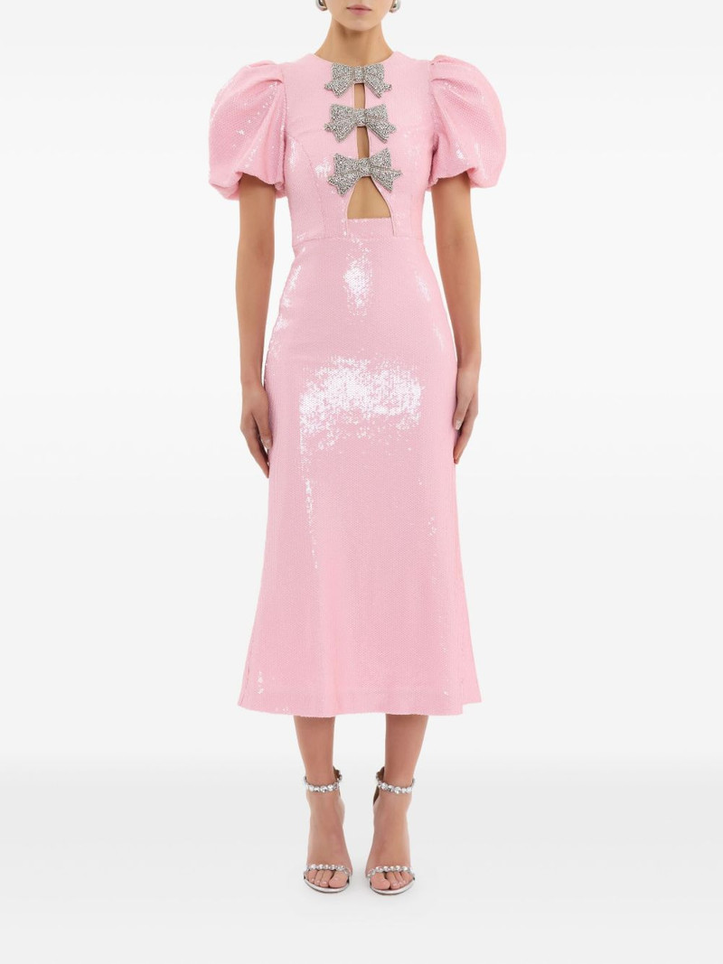REBECCA VALLANCE bow puff-sleeve lydia midi dress outlook