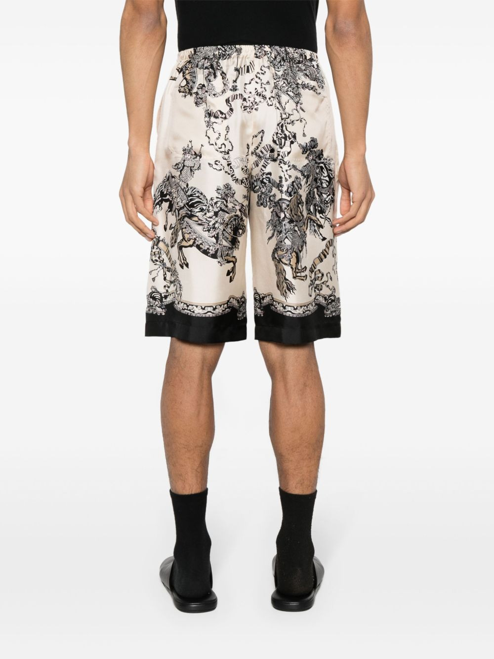 graphic-print silk shorts - 4