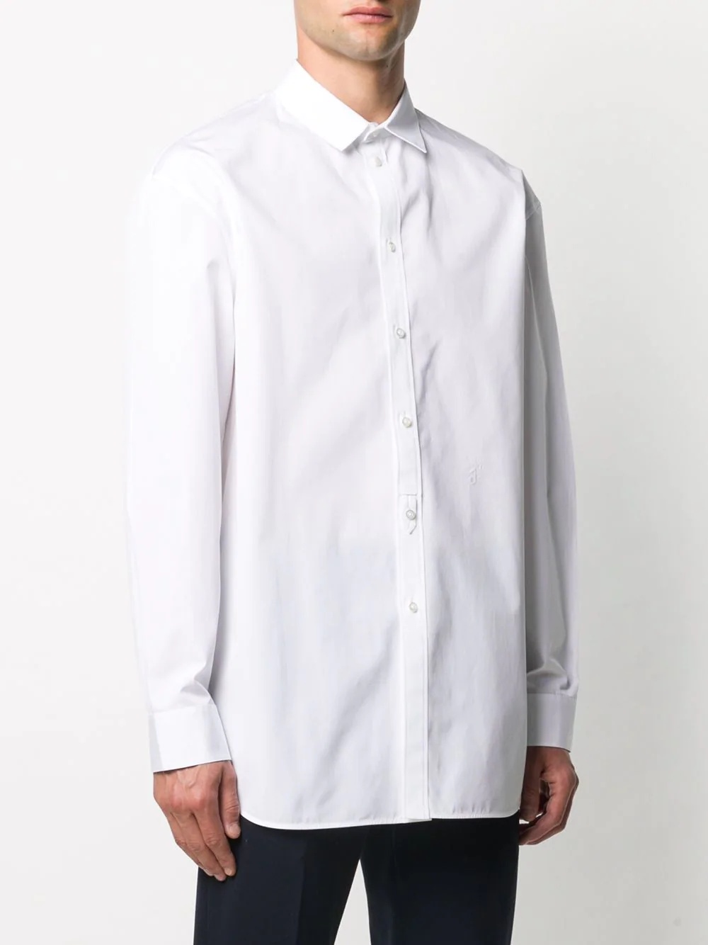 embroidered logo button-up shirt - 3