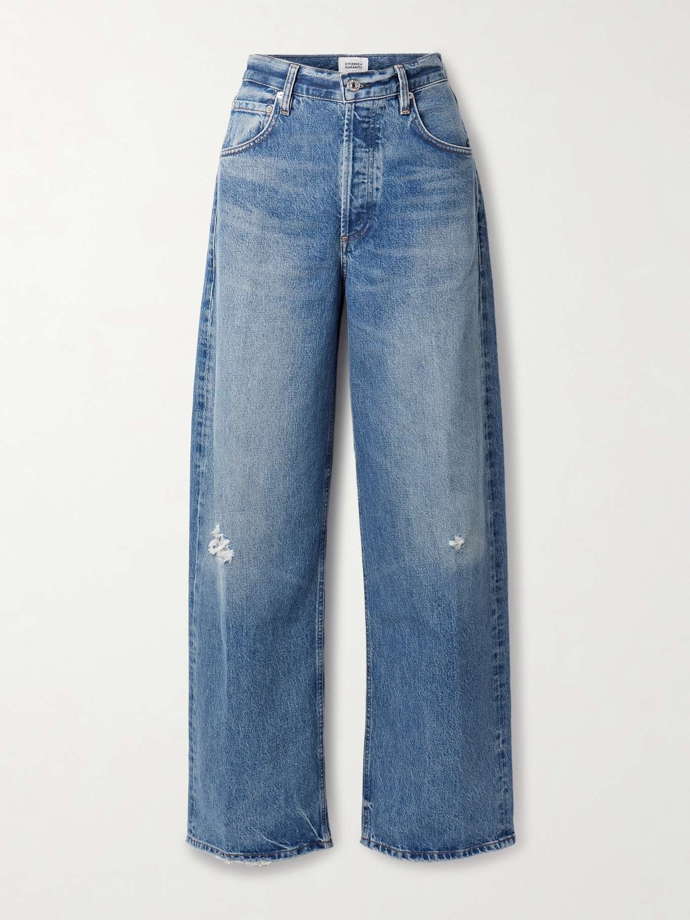 Ayla Baggy distressed high-rise wide-leg jeans Mid denim - 1