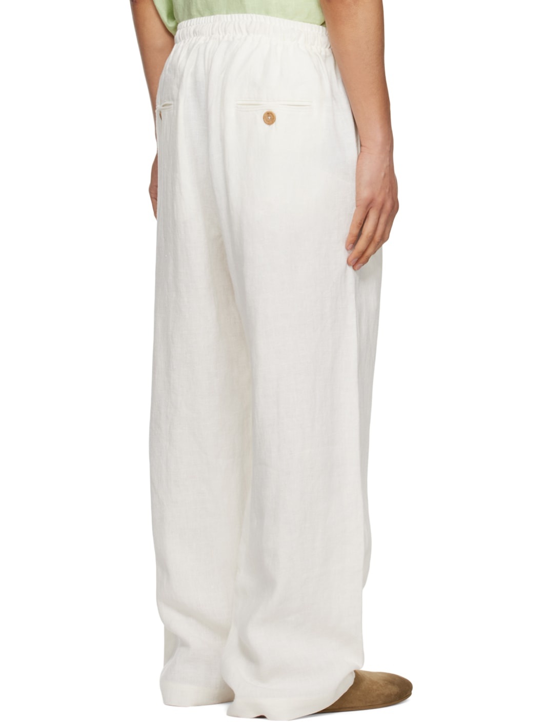 White Wide-Leg Trousers - 5