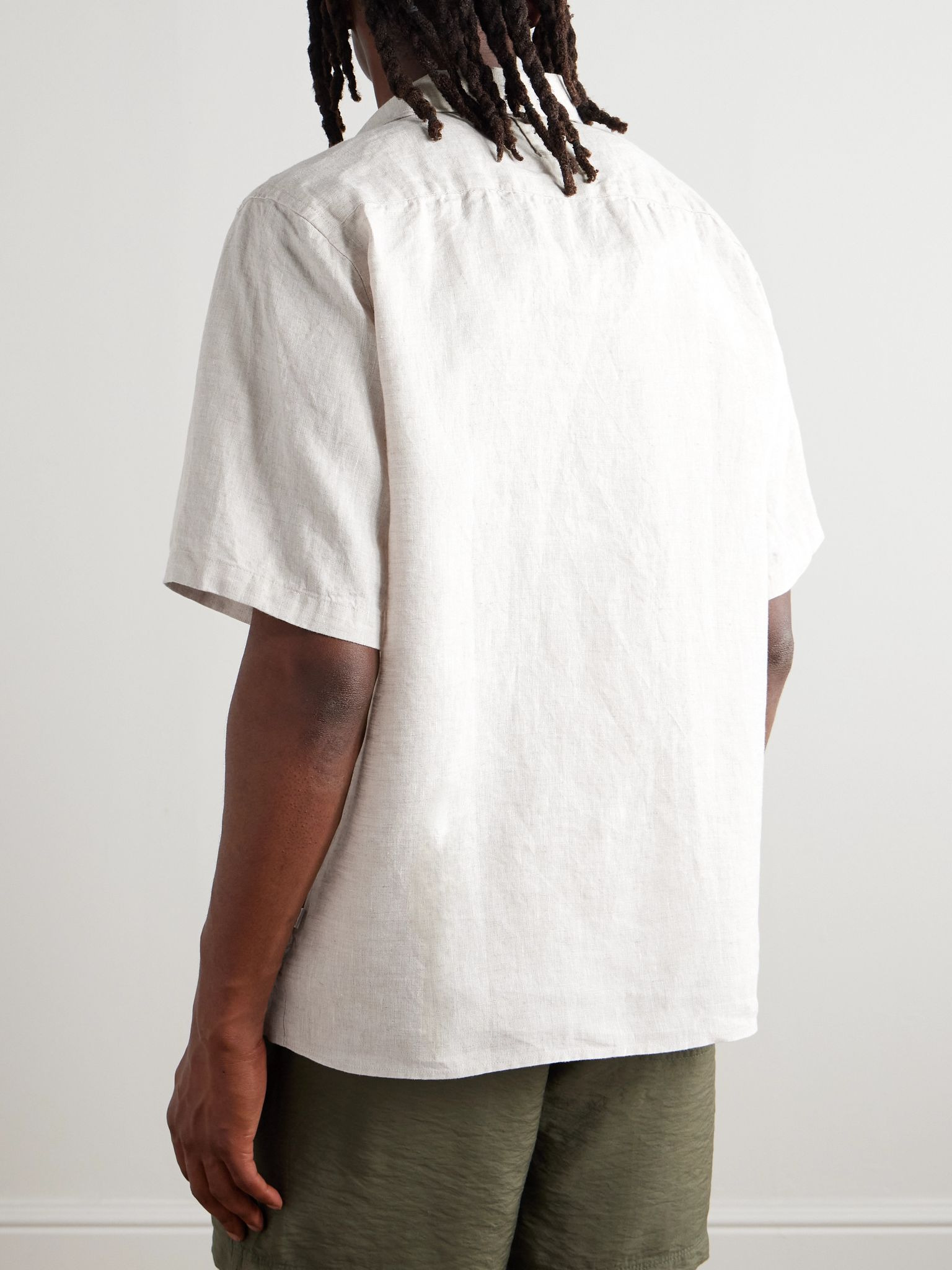 Julio 5708 Camp-Collar Linen Shirt Beige - 4
