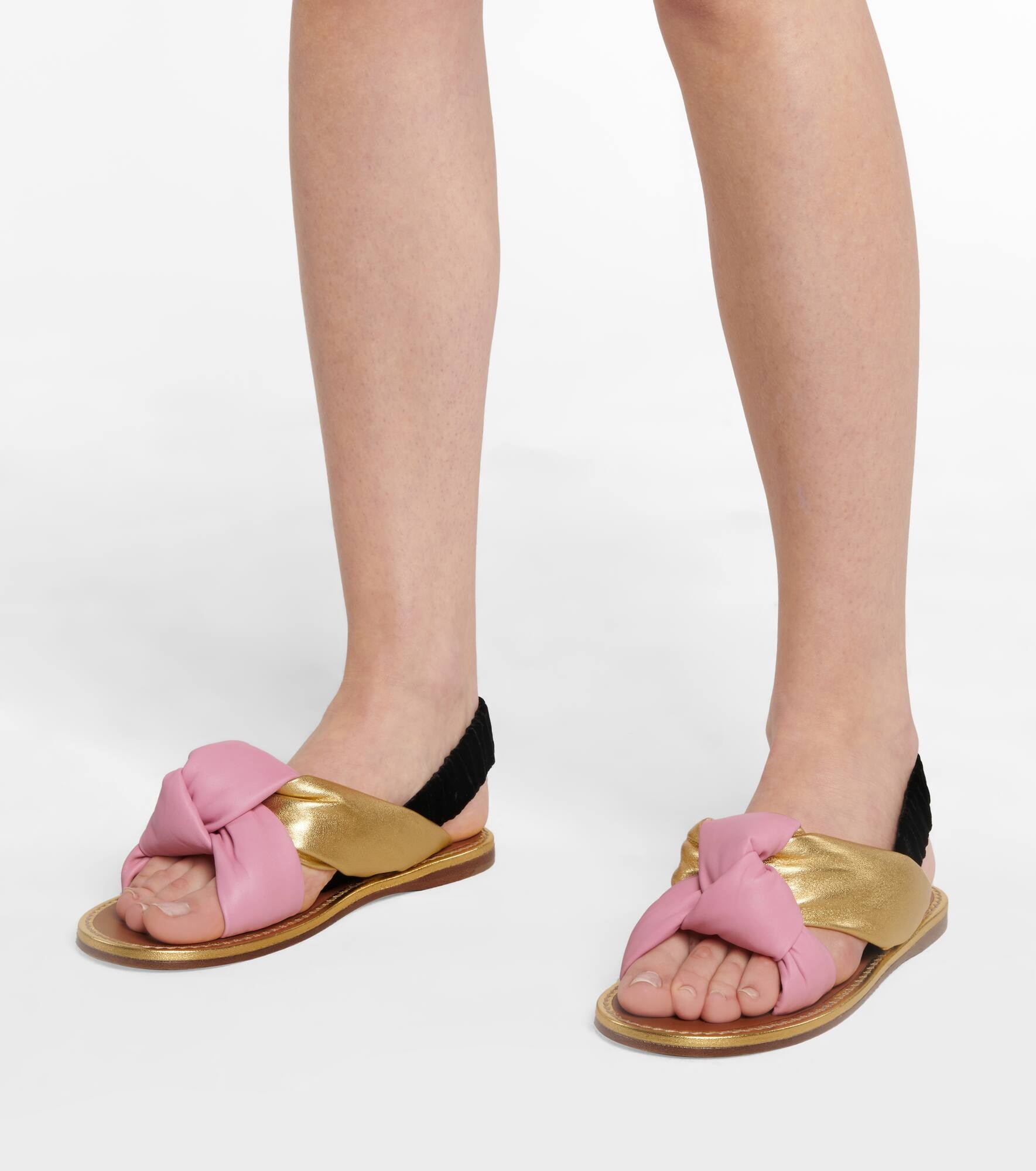 Metallic leather slingback sandals - 4