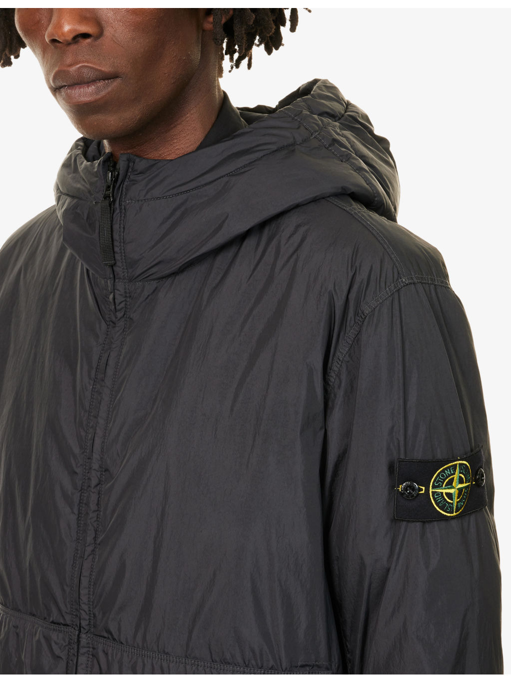 Garment Dyed Crinkle Reps Logo-Patch Padded Shell Jacket - 5
