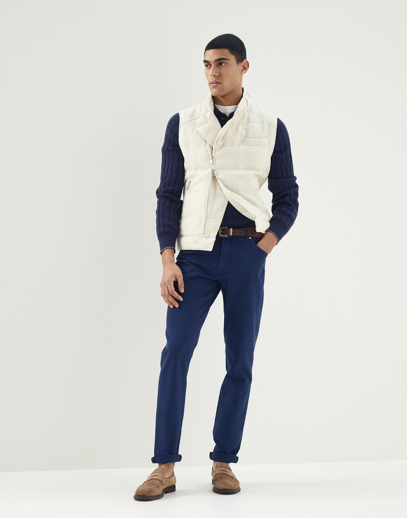Brunello Cucinelli Lightweight dyed denim slim fit five-pocket trousers outlook