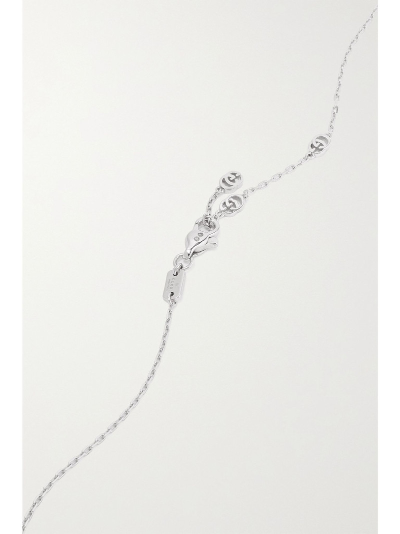GG Running 18-karat white gold diamond necklace Silver 3