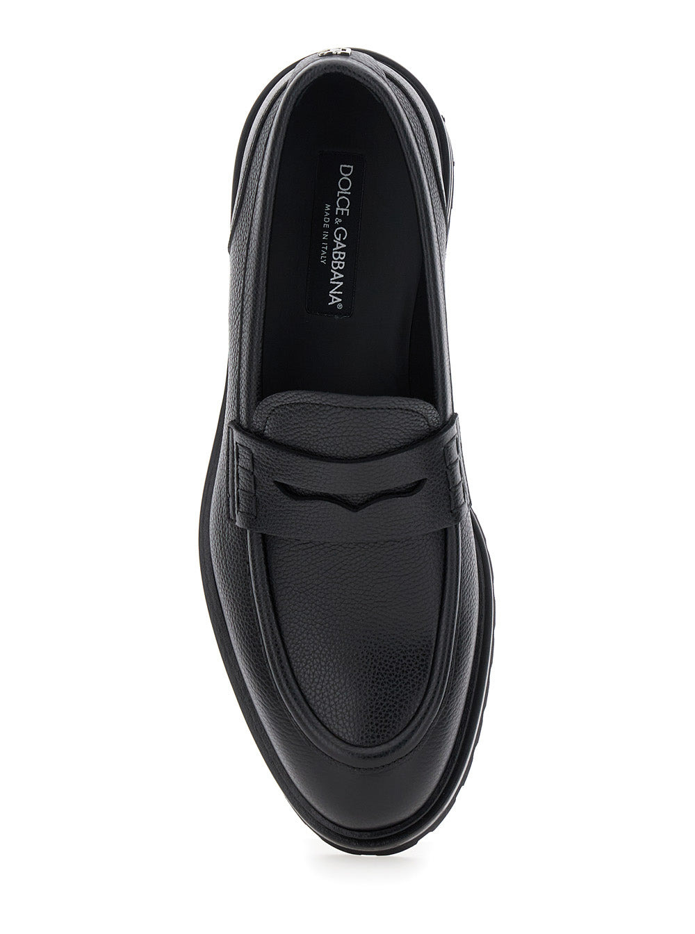 Dolce & Gabbana Men 'Altavilla' Black Loafers With Dg Logo On The Heel In Brushed Leather Man - 4