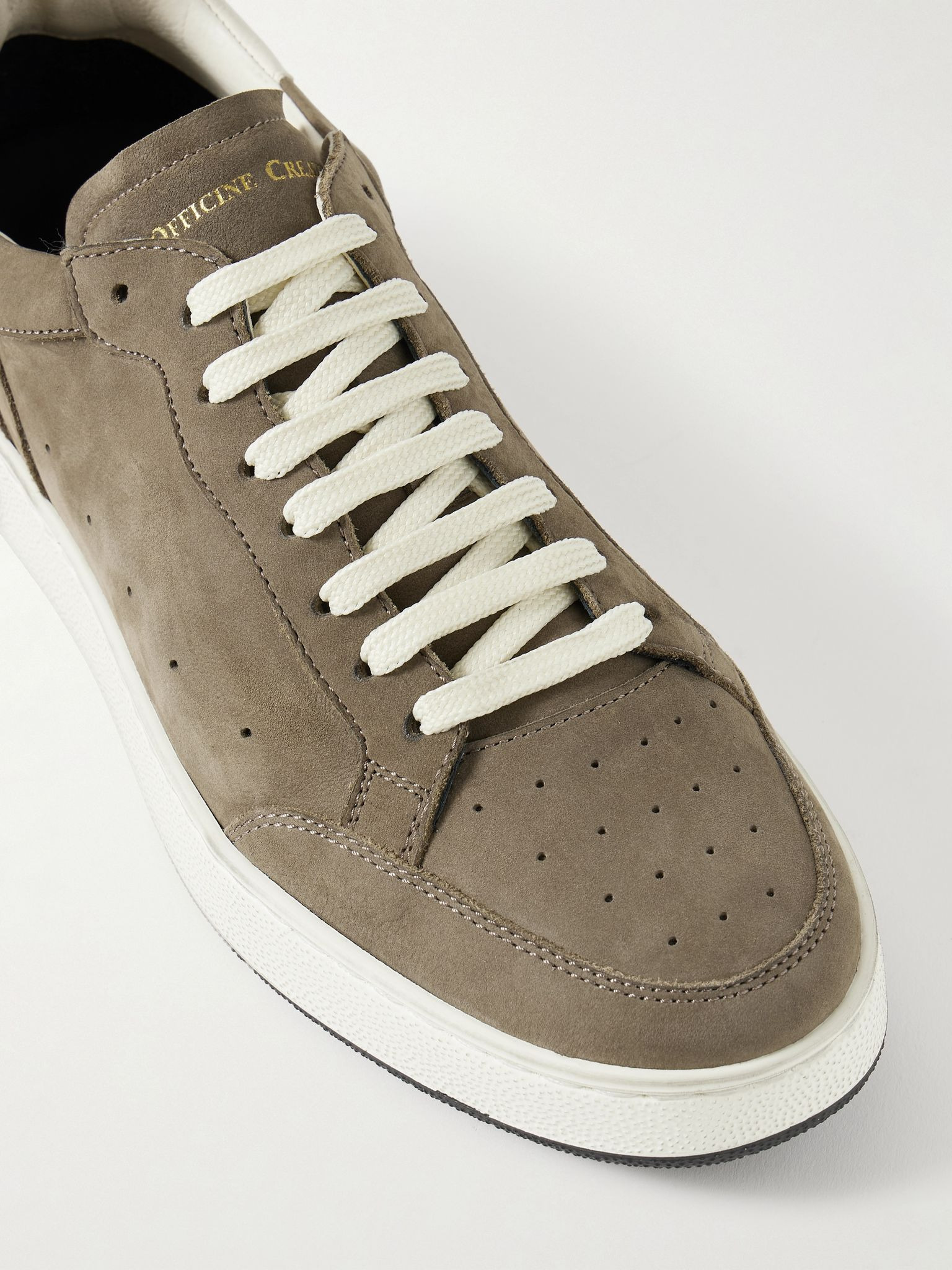 Answer 002 Leather-Trimmed Nubuck Sneakers Taupe - 5