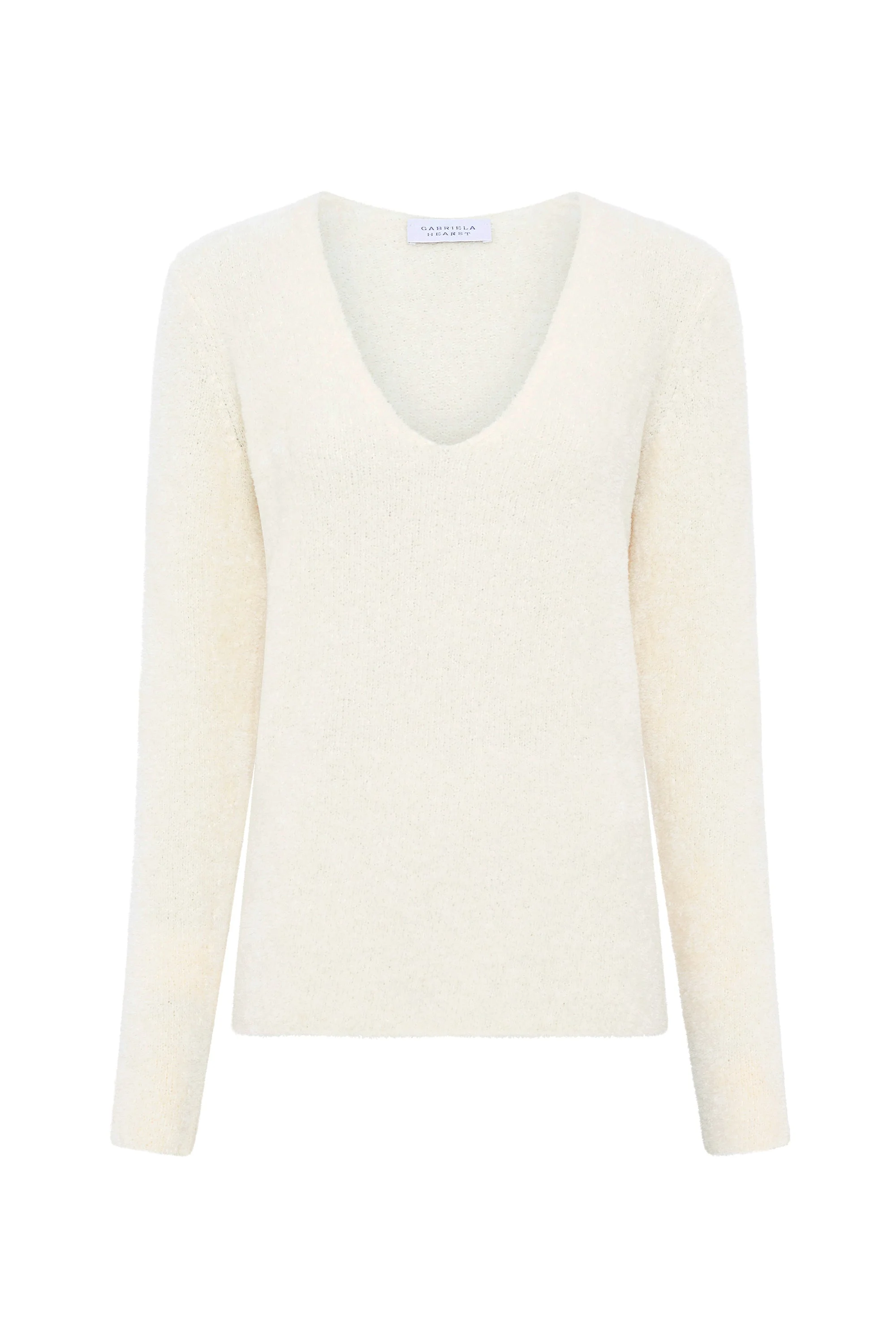 Ward Knit V-Neck Sweater in Ivory Silk - 1