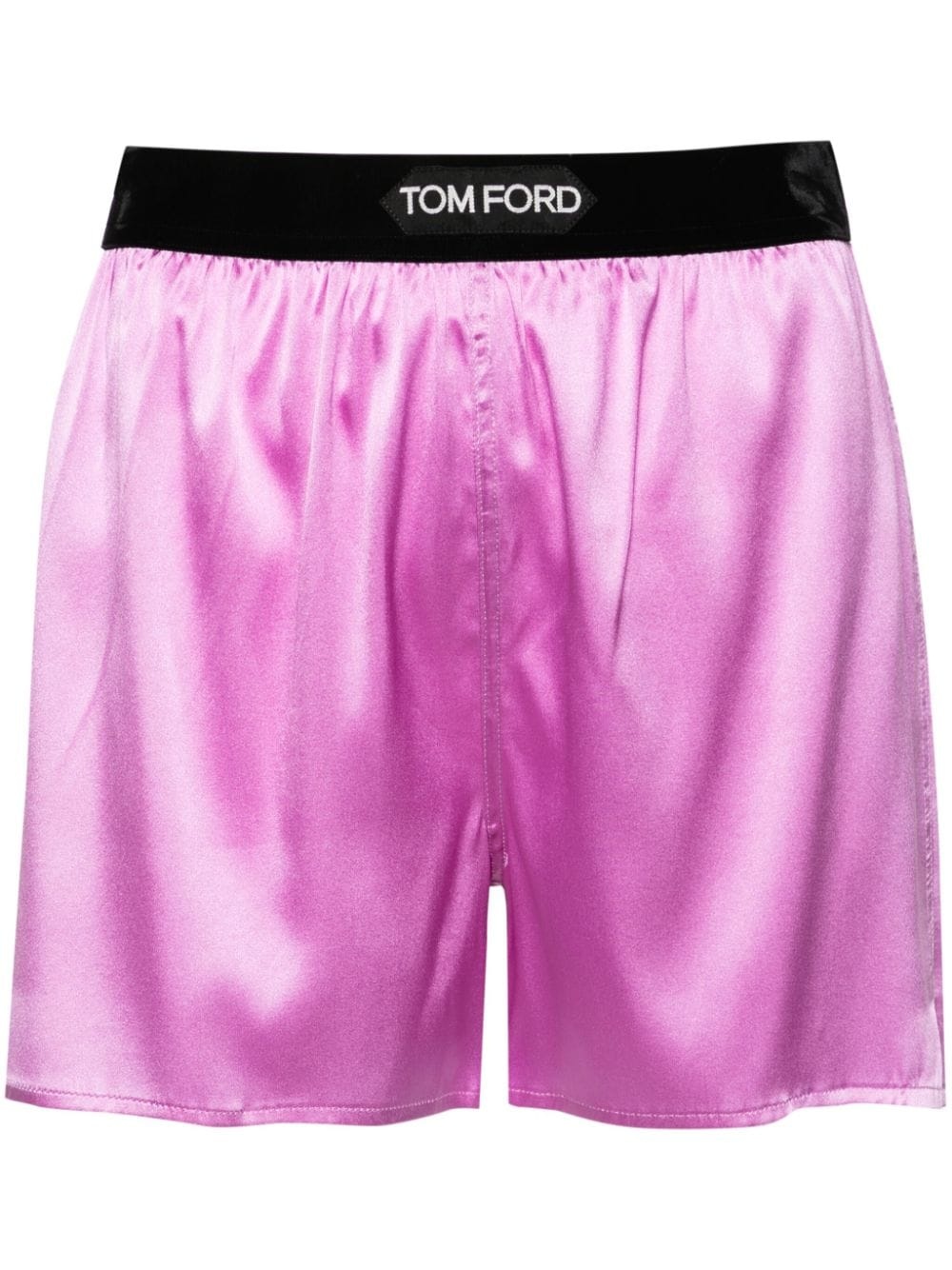 logo-patch satin boxer shorts - 1