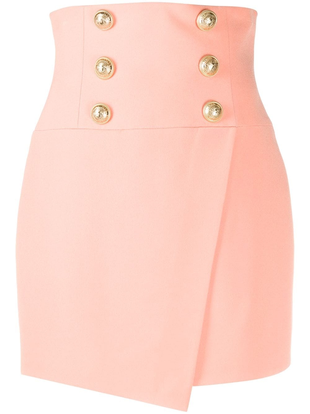 short high-waist buttoned wrap skirt - 1