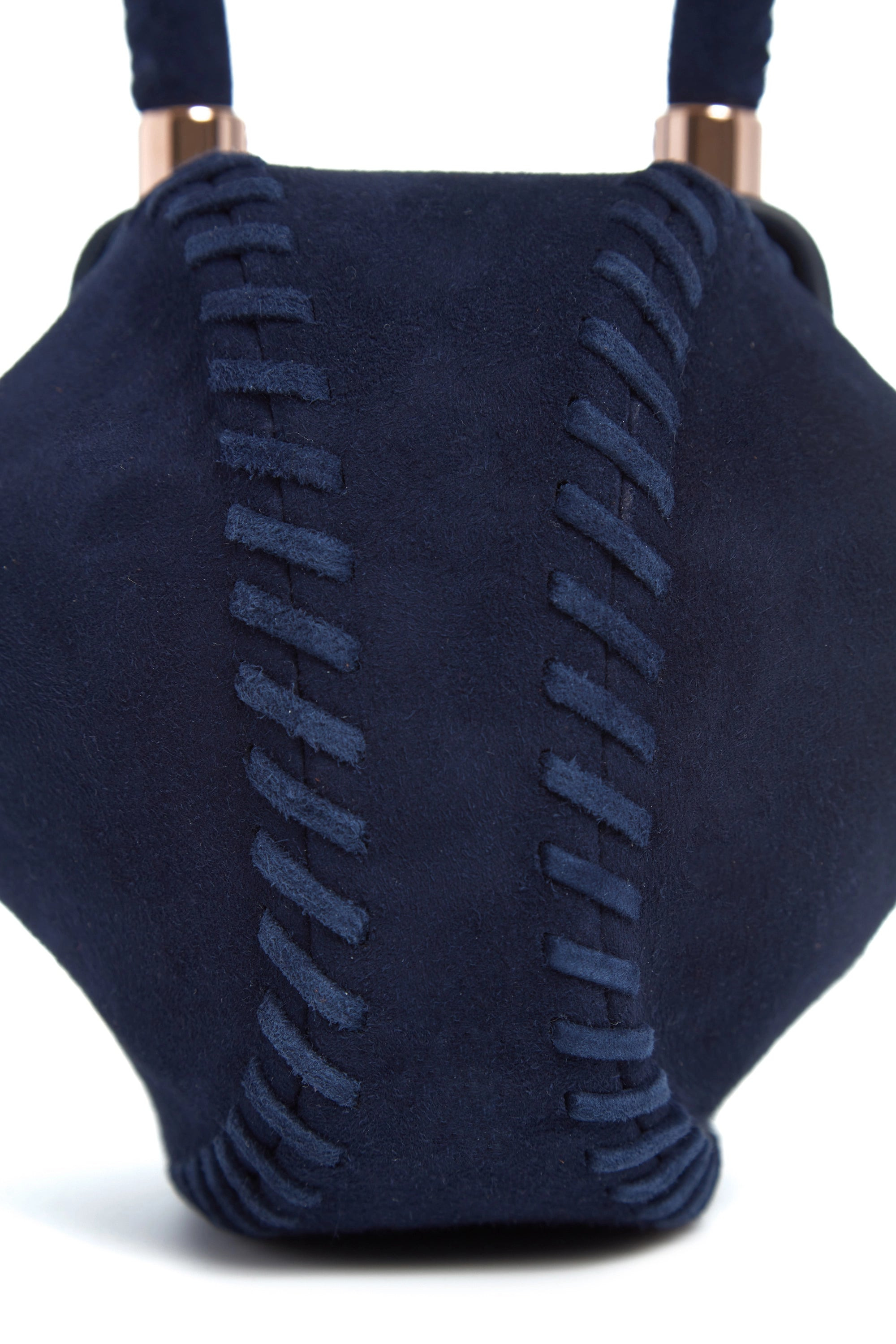 Whipstitch Demi Bag in Navy Suede - 6