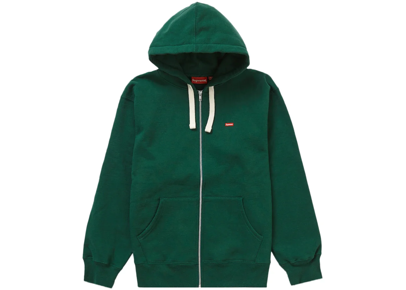 Supreme Small Box Drawcord Zip Up Hooded Sweatshirt Dark Green - 1