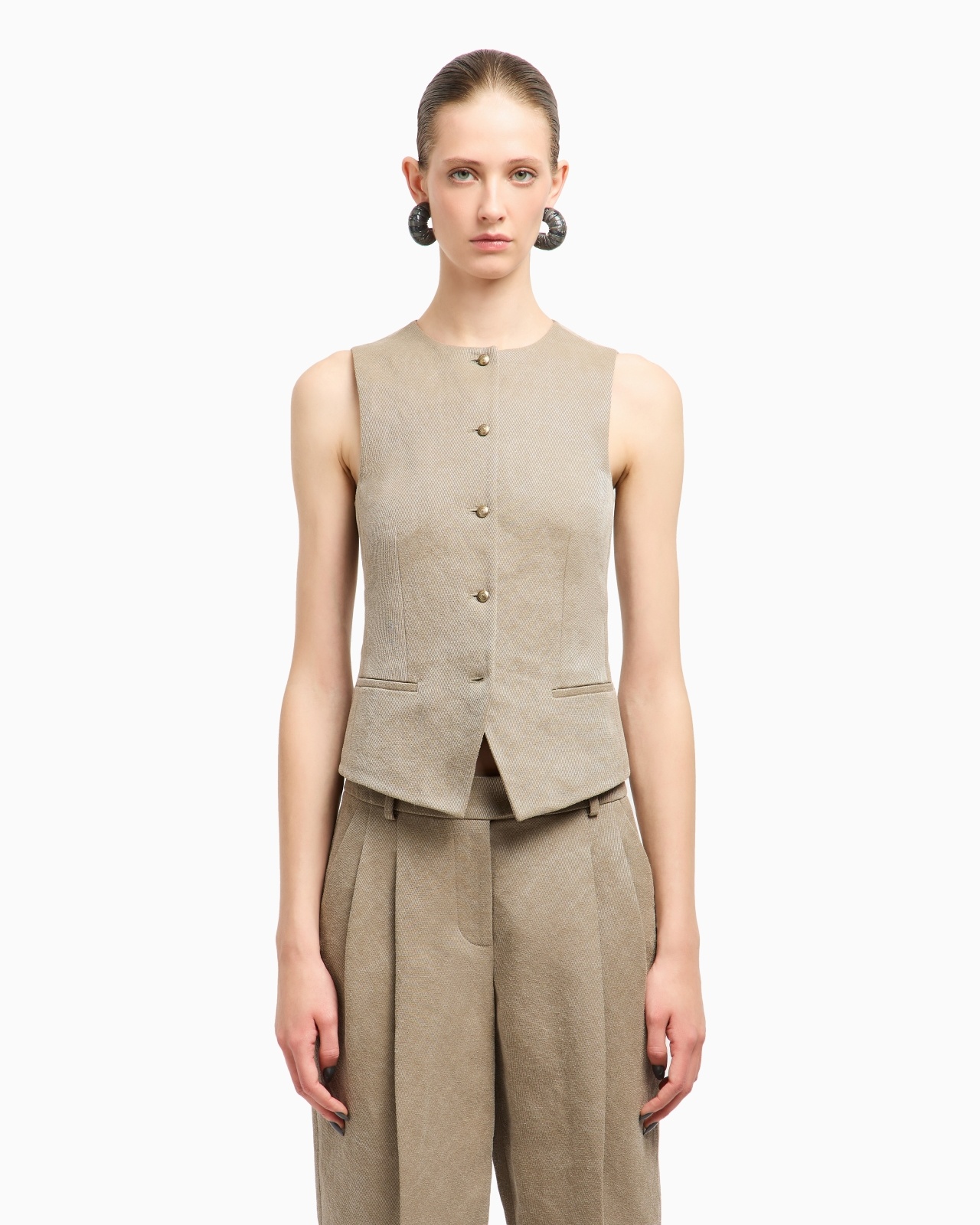 SINGLE-BREASTED WAISTCOAT IN HEMP, VISCOSE AND COTTON CAVALRY - 4