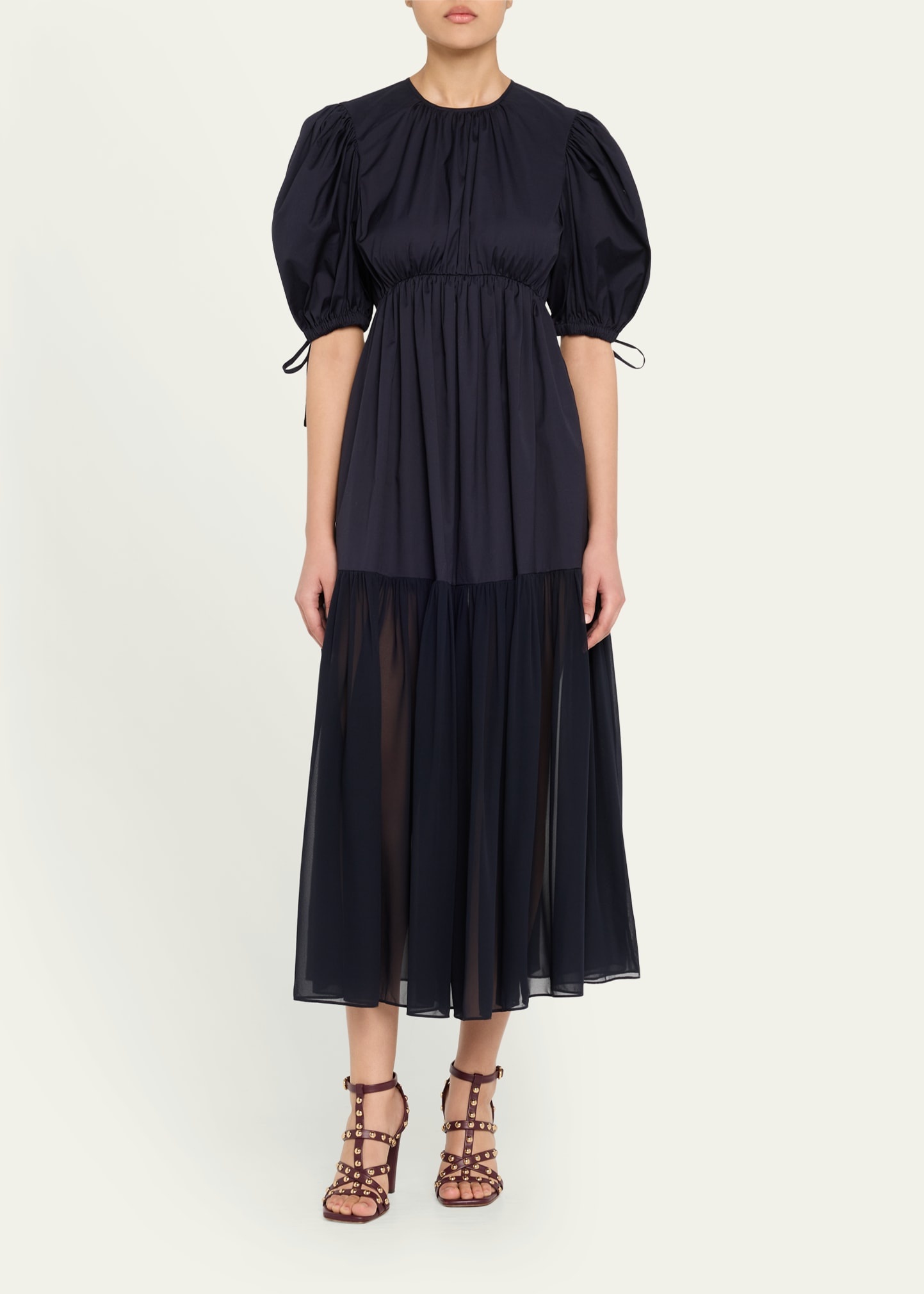 Collage Puff-Sleeve Midi Dress - 2